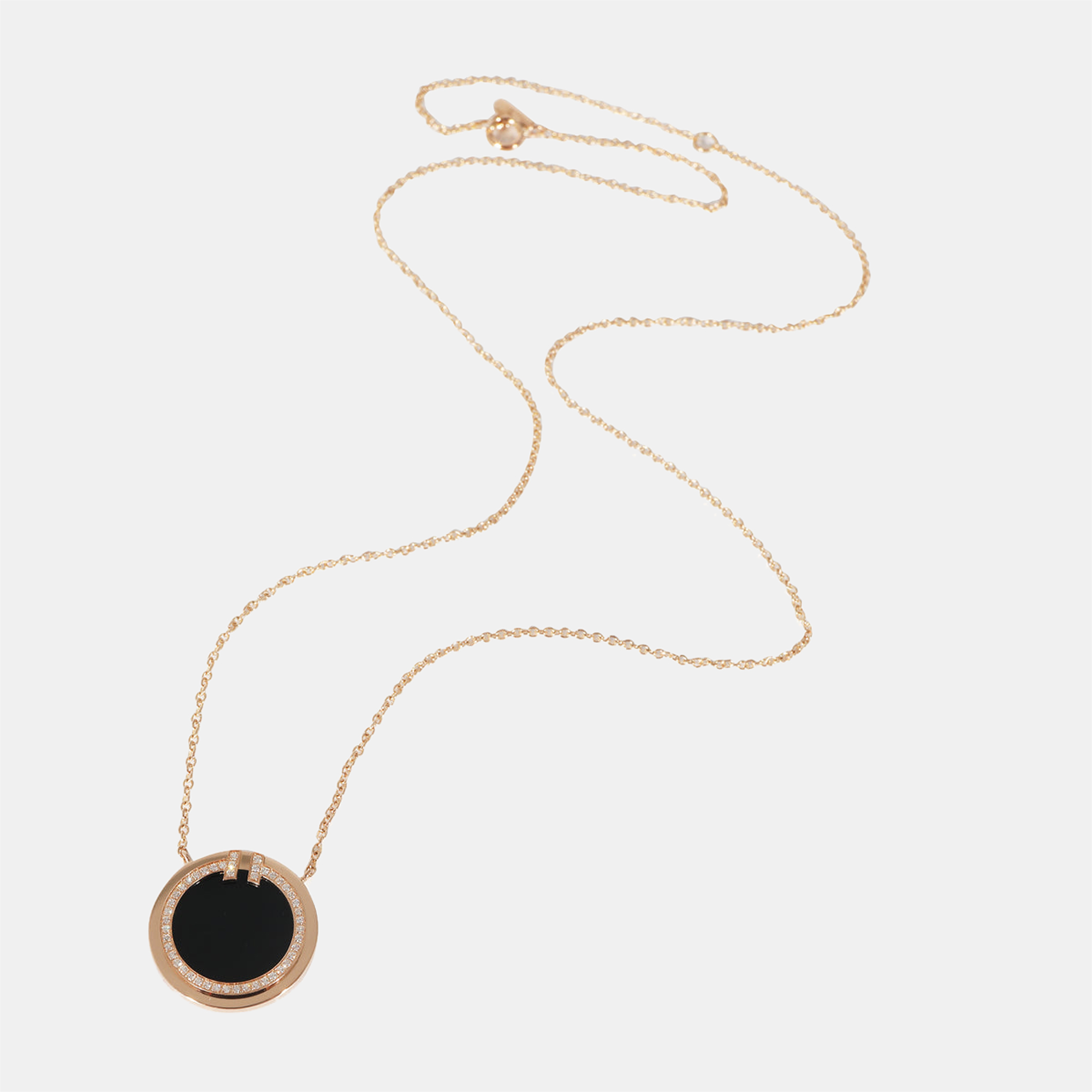 

Tiffany & Co. Diamond & Black Onyx Circle Pendant in 18k Rose Gold 0.05 CTW