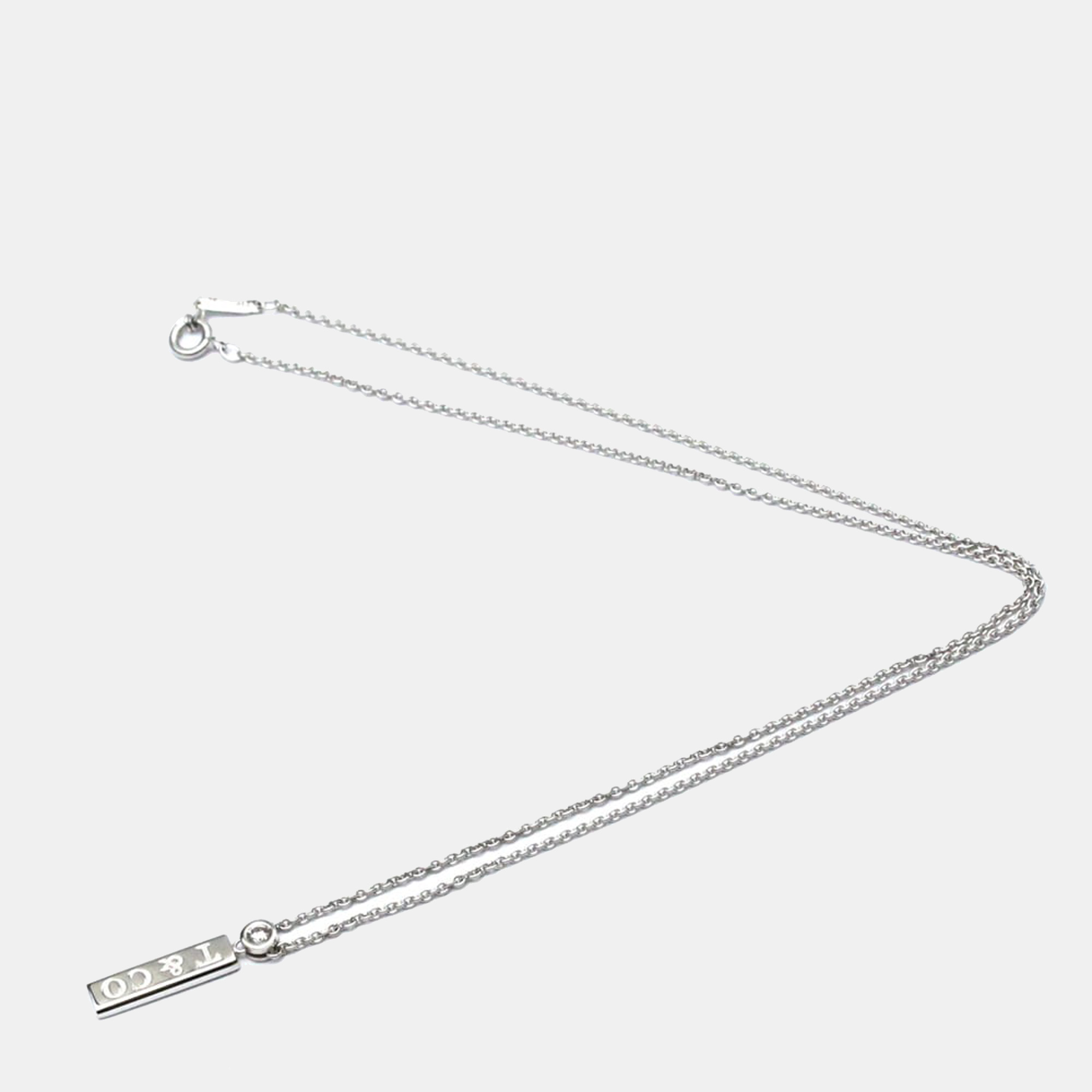 

Tiffany & Co. T Bar 18K White Gold Diamond Necklace