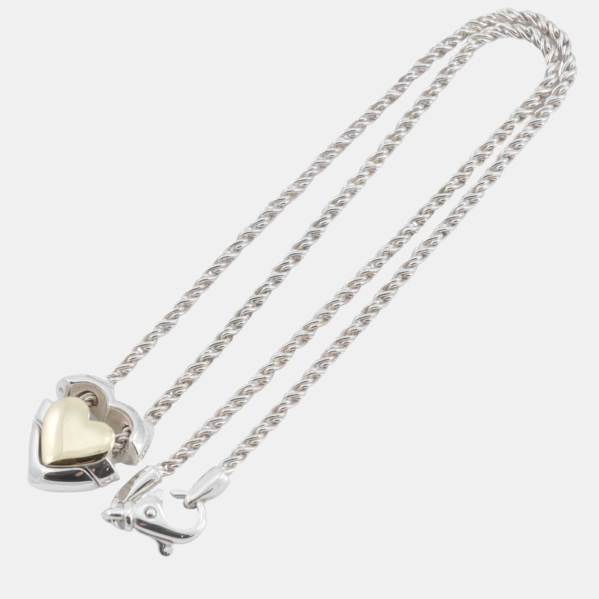 

Tiffany & Co Vintage Puzzle Heart Rope Sterling Silver Necklace