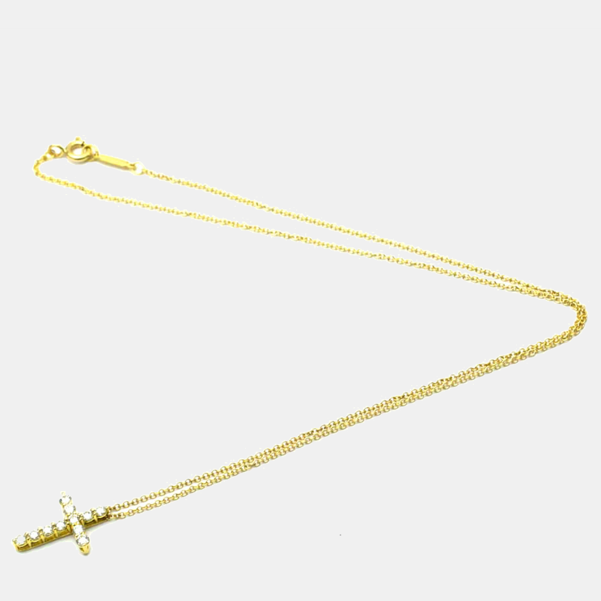

Tiffany & Co. Small Cross 18K Yellow Gold Diamond Necklace