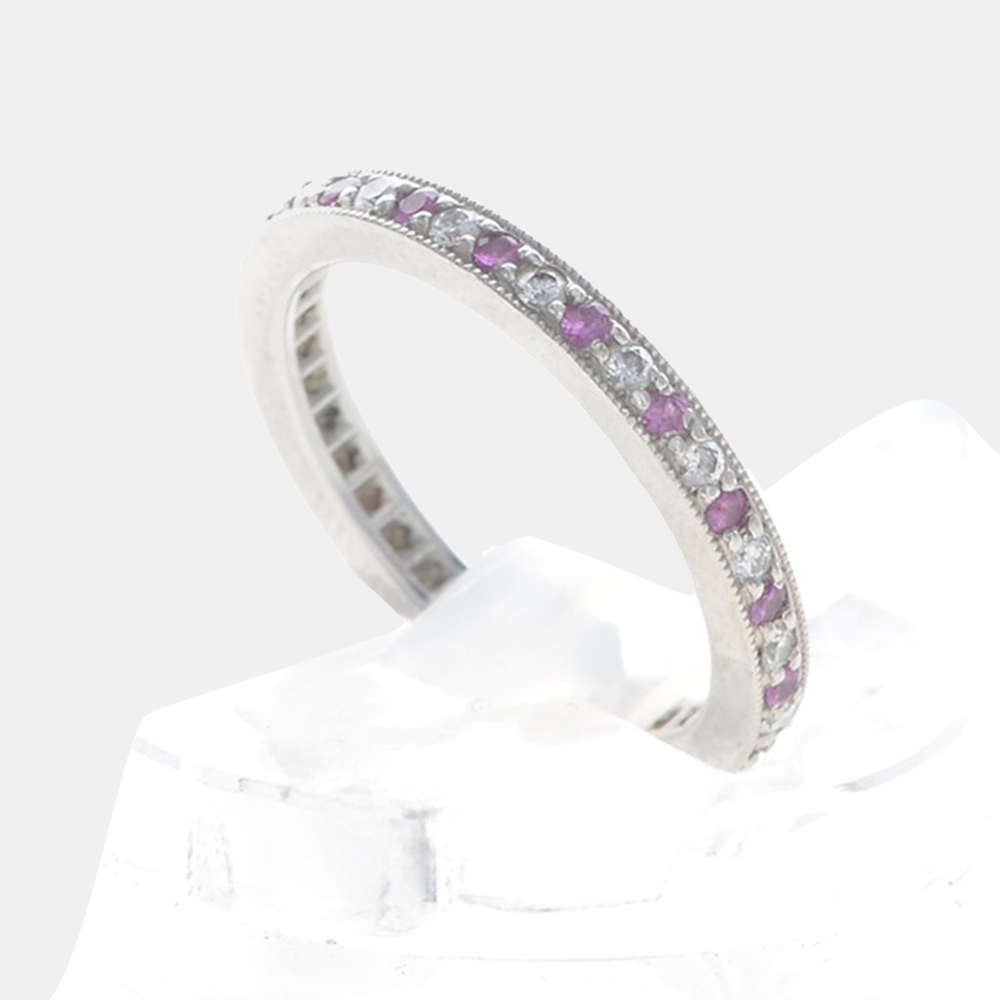 

Tiffany & Co. Platinum,Diamond and Pink Sapphire Tiffany Legacy Band Ring EU 50.5