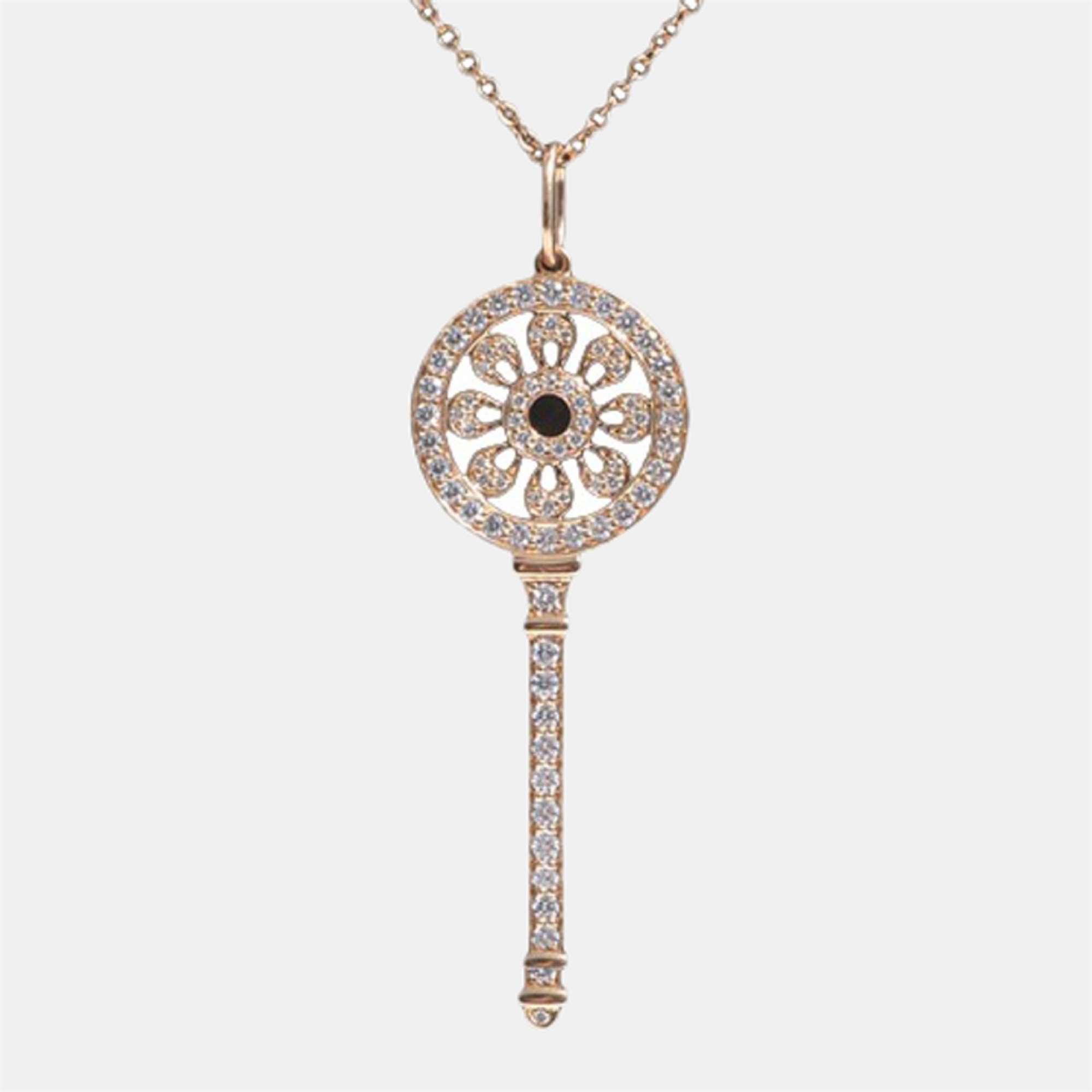 Pre-owned Tiffany & Co Petals Key 18k Rose Gold Diamond Necklace