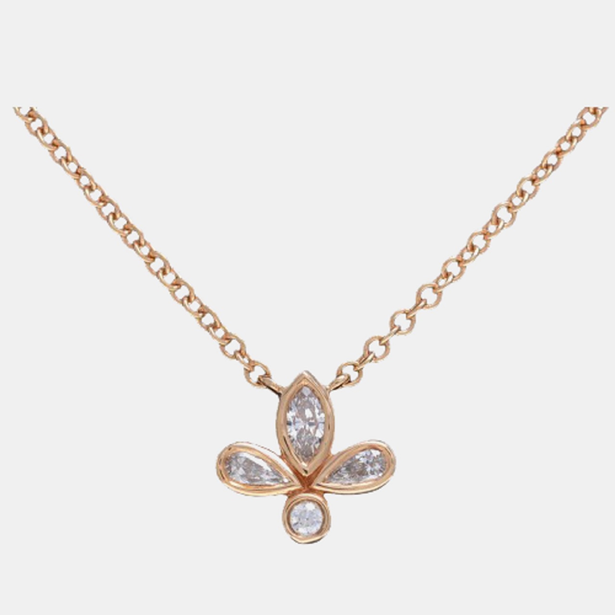 Pre-owned Tiffany & Co Fleur De Lis 18k Rose Gold Diamond Necklace