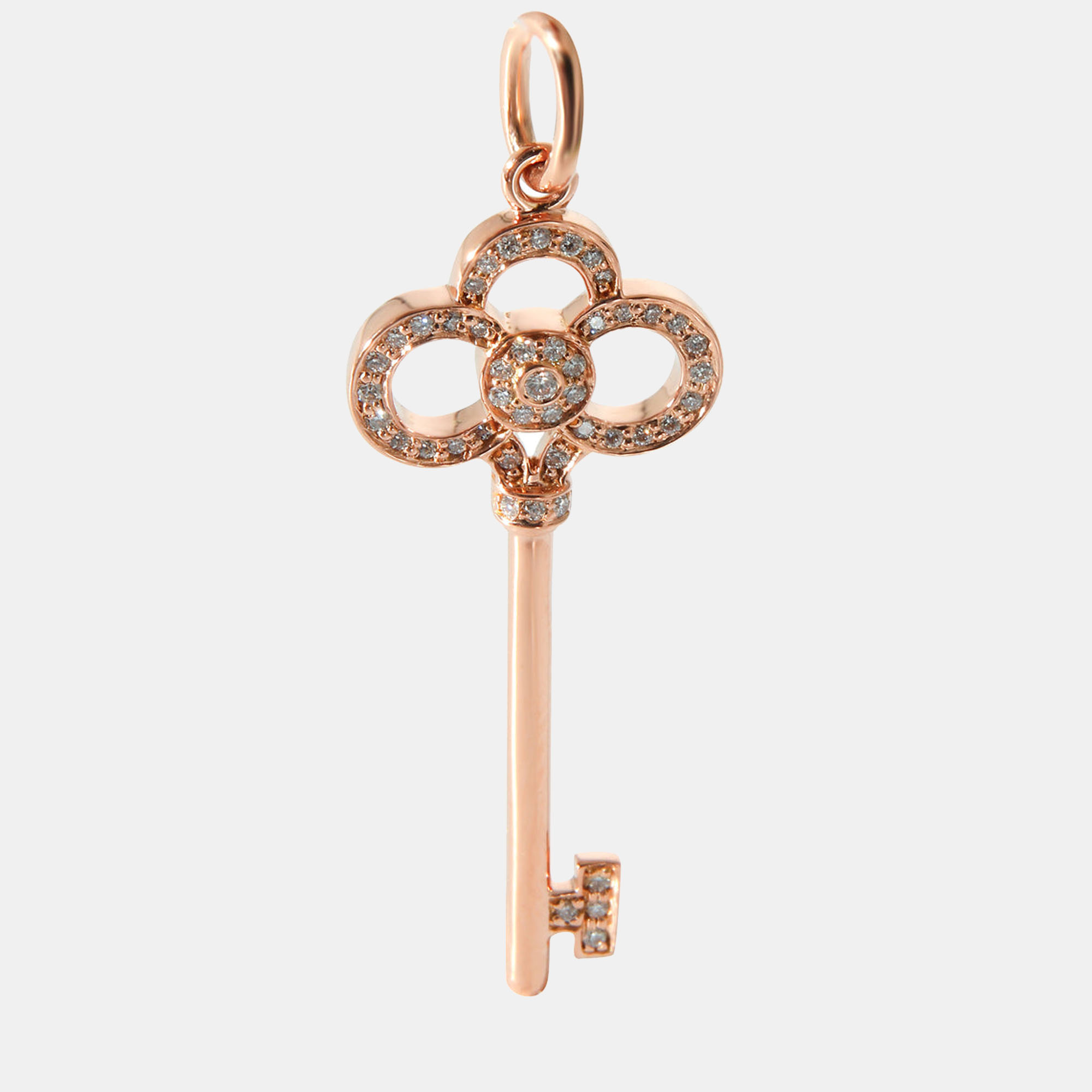 Pre-owned Tiffany & Co Key Pendant In 18k Rose Gold 0.11 Ctw