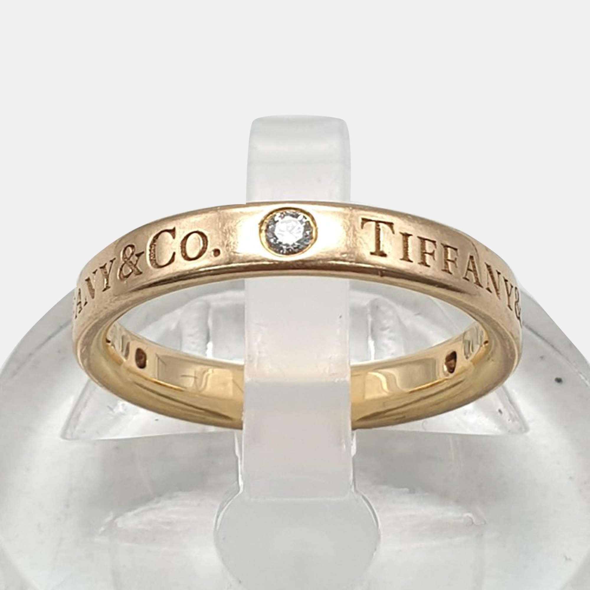 

Tiffany & Co. Tiffany® Diamond Wedding Band Logo 18K Rose Gold Diamond Ring EU 49