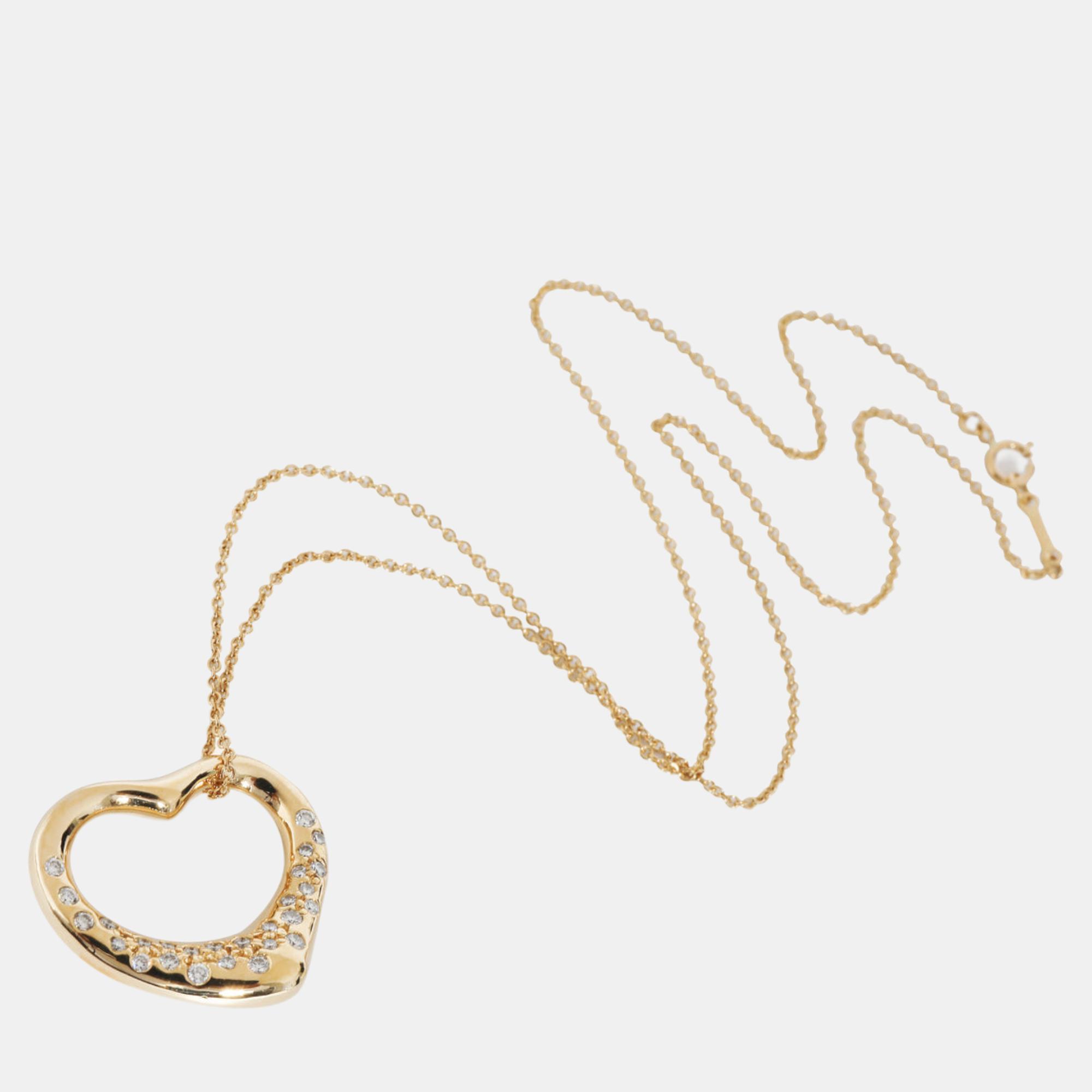 

Tiffany & Co. Elsa Peretti Open Heart Pendant in 18k Yellow Gold 0.8 CTW