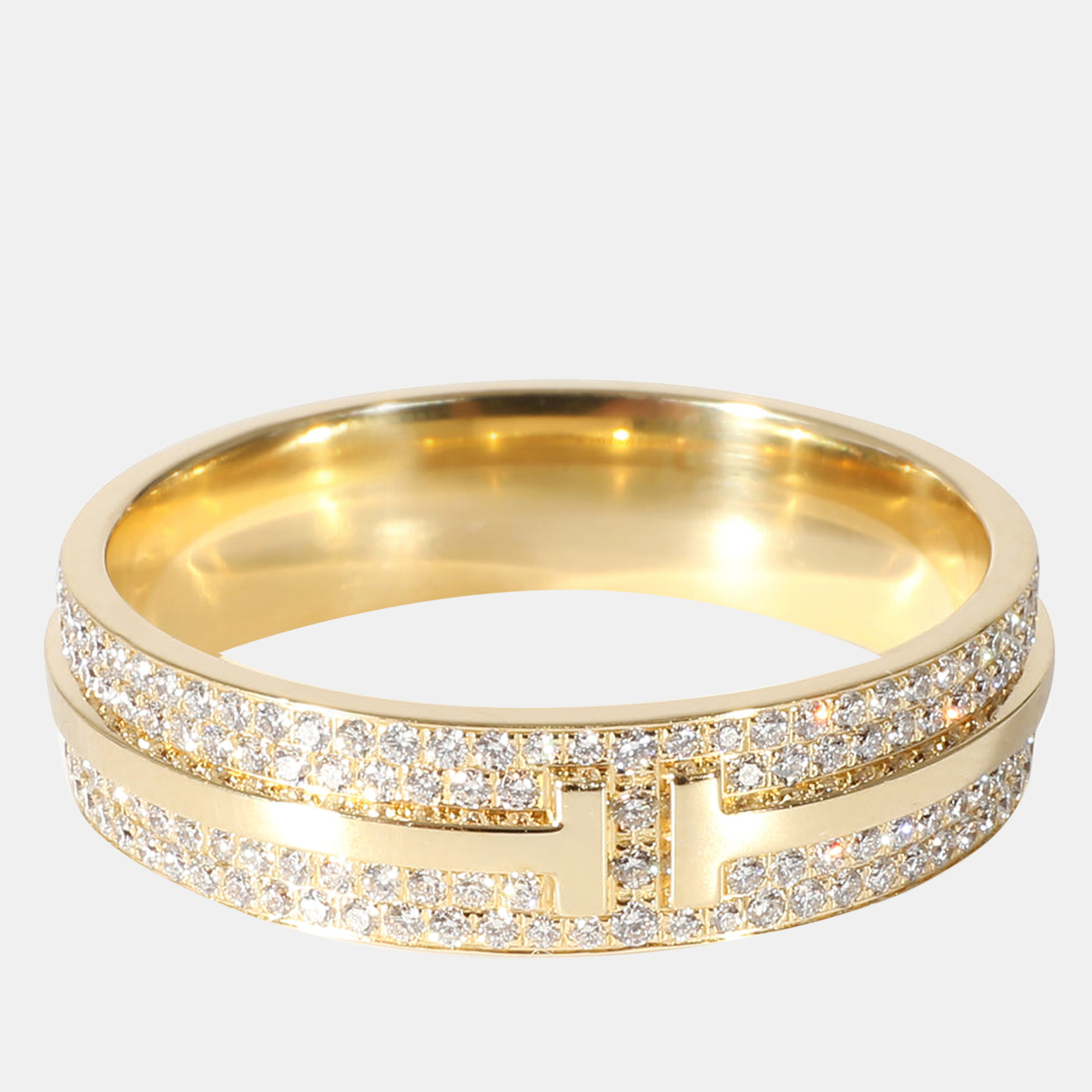 

Tiffany & Co. T Wide Pave Diamond Ring in 18k Yellow Gold 0.73 CTW Ring US 11.75