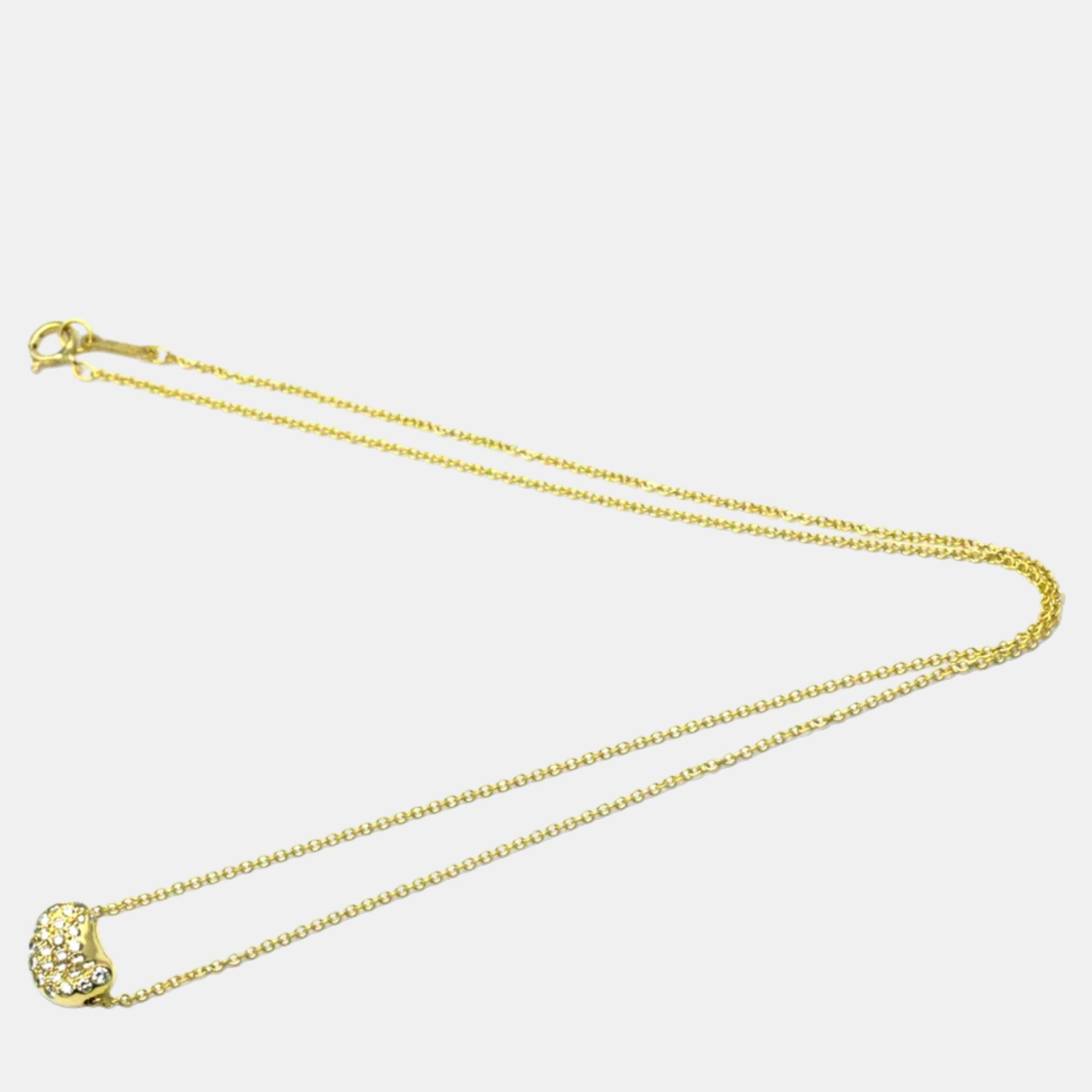 

Tiffany & Co. Elsa Peretti Bean 18K Yellow Gold Diamond Necklace