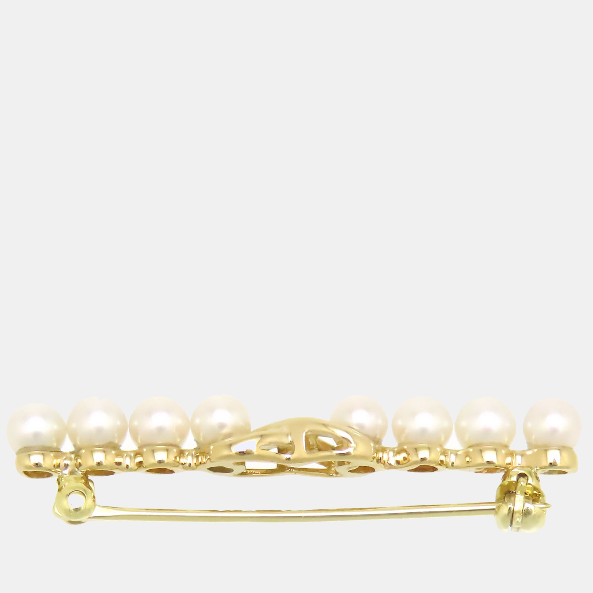 

Tiffany&Co Gold Metal 18k Gold Signature X Pearl Brooch