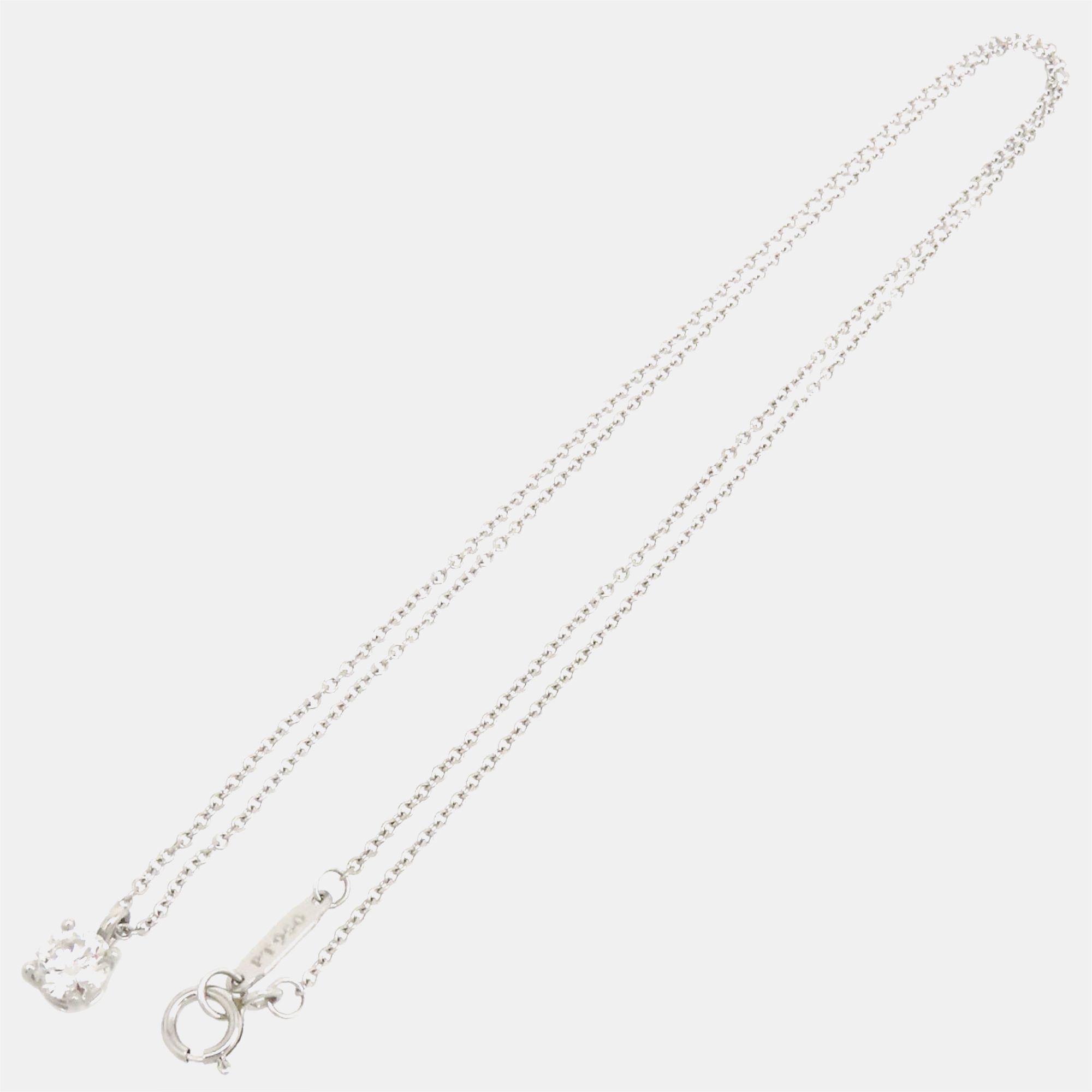 

Tiffany&Co Silver Metal Platinum Diamond Solitaire Pendant Necklace