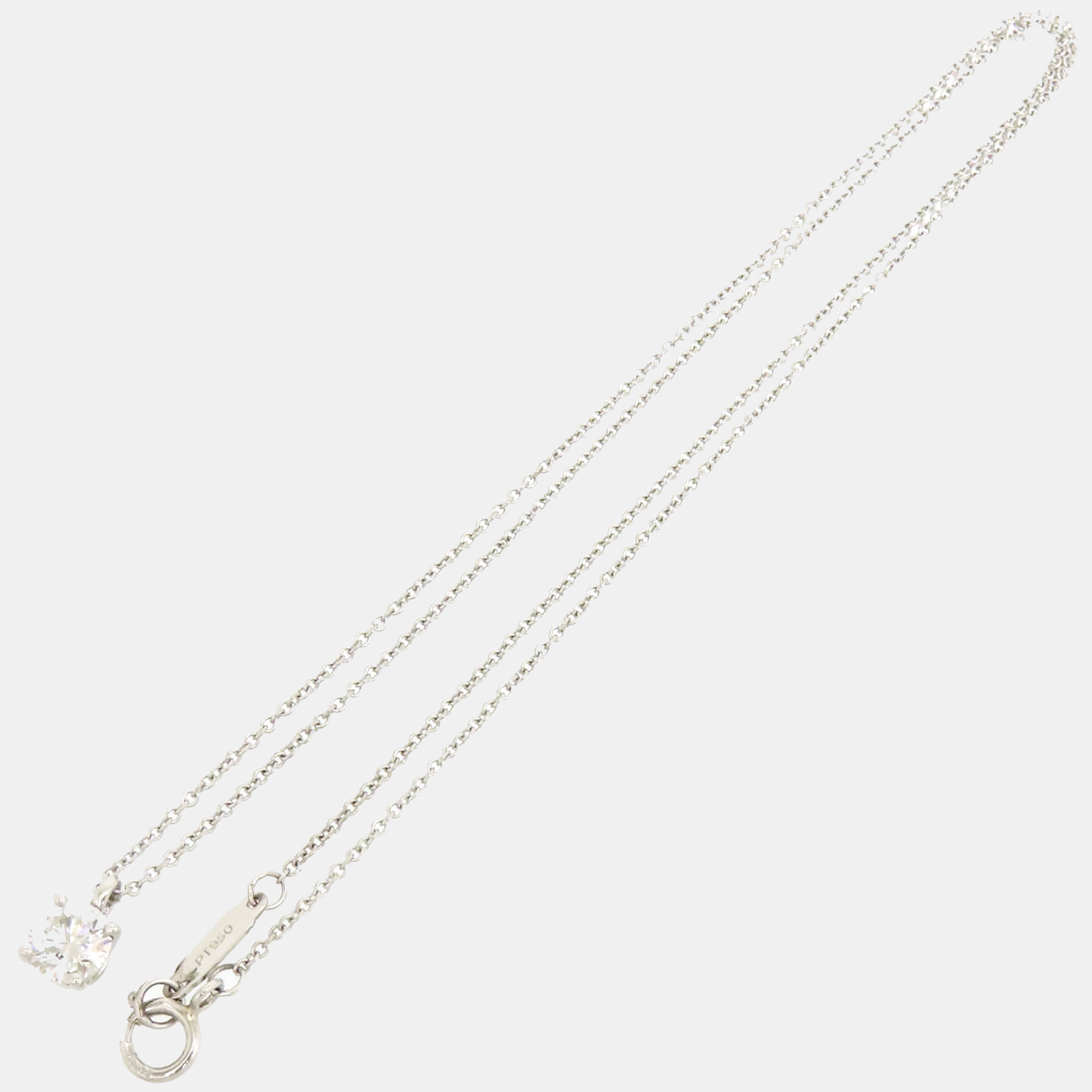 

Tiffany&Co Silver Metal Platinum Diamond Solitaire Pendant Necklace