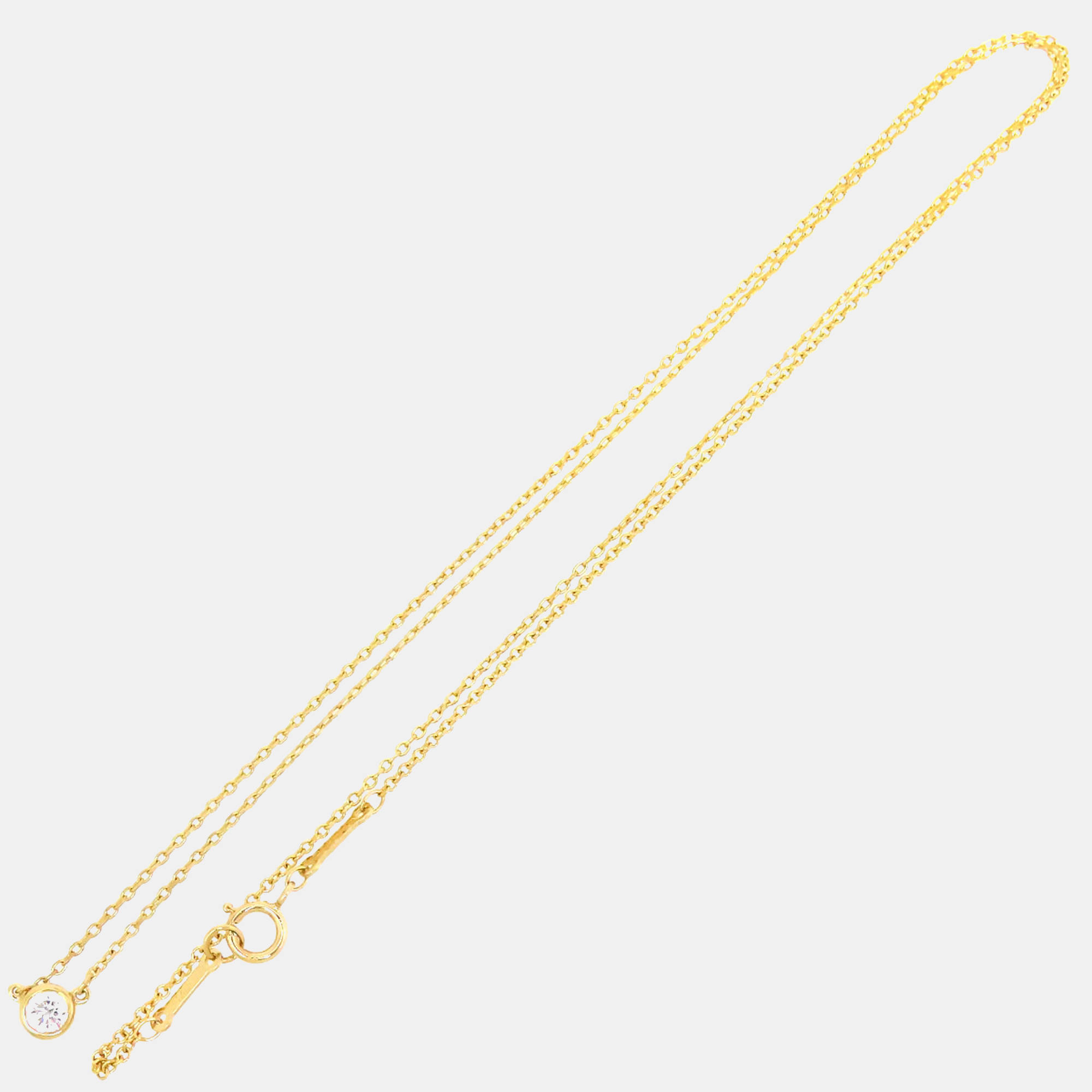 

Tiffany&Co Gold Metal 18k Diamond By The Yard Pendant Necklace