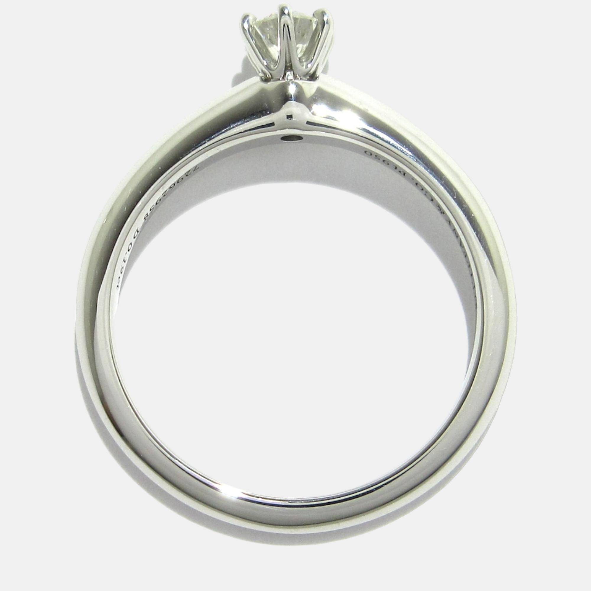 

Tiffany & Co Silver Platinum Solitaire ring jewelry