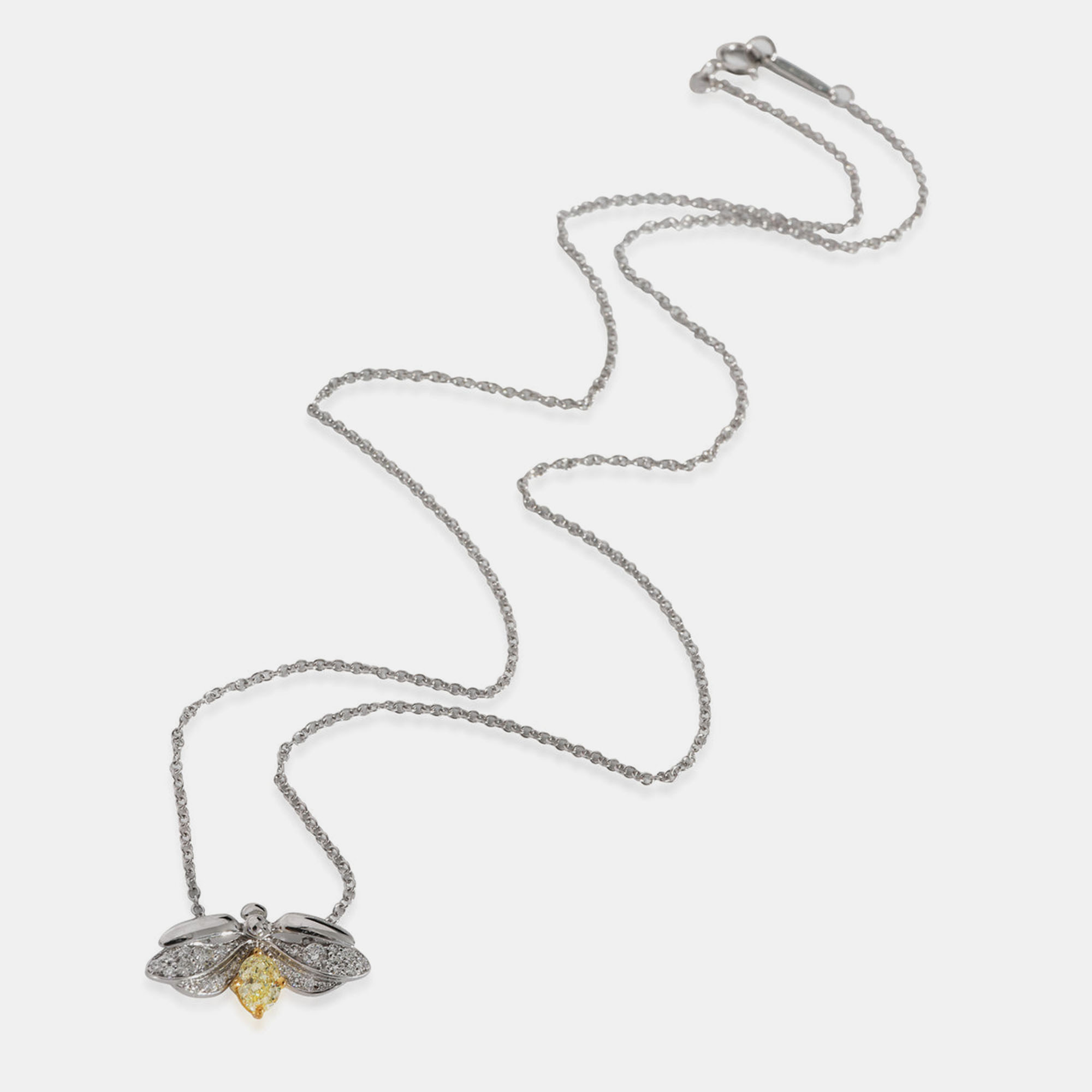 

Tiffany & Co. Paper Flowers Firefly Fancy Yellow Diamond Pendant in Platinum, Silver