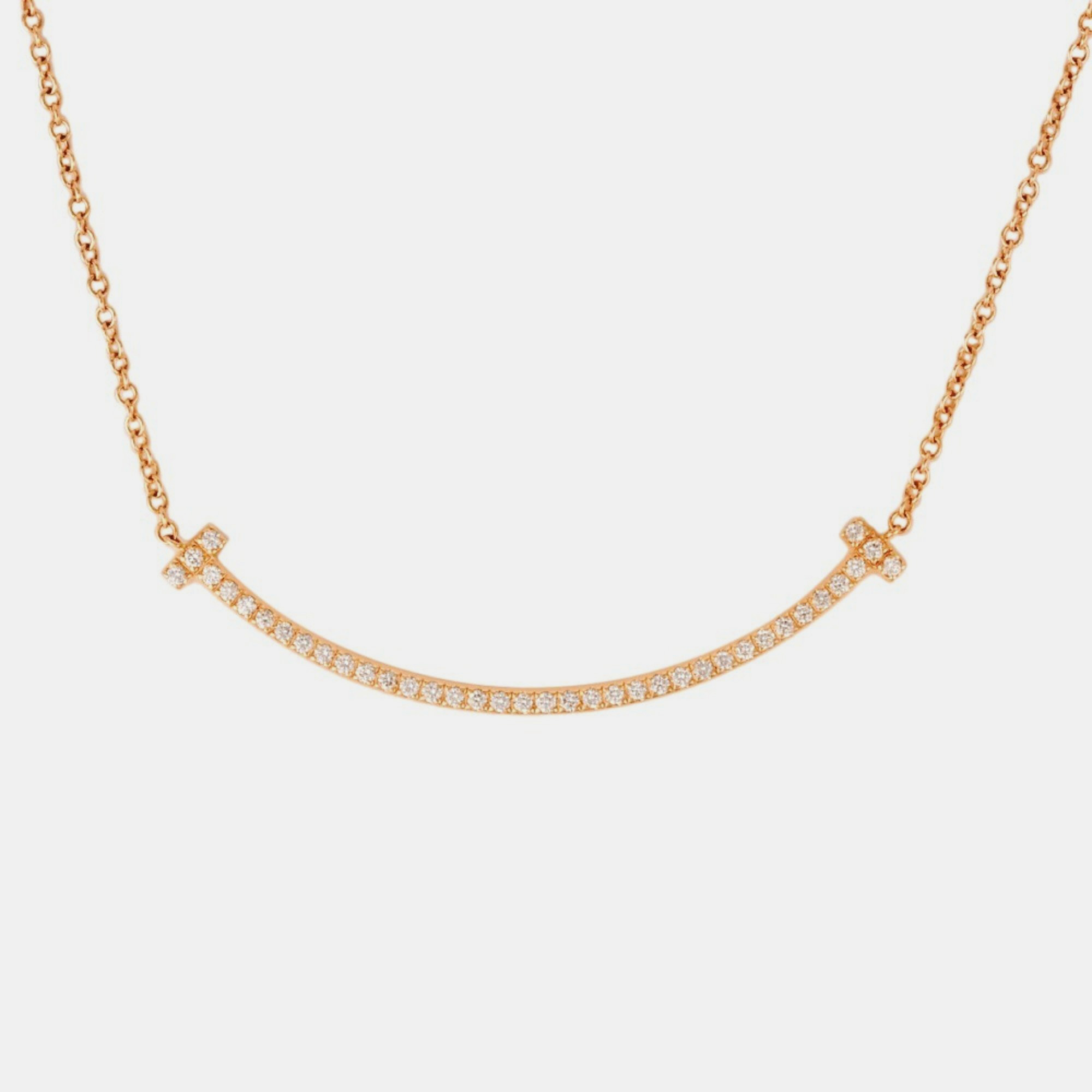 

Tiffany & Co. T Smile Small 18K Rose Gold Diamond Necklace