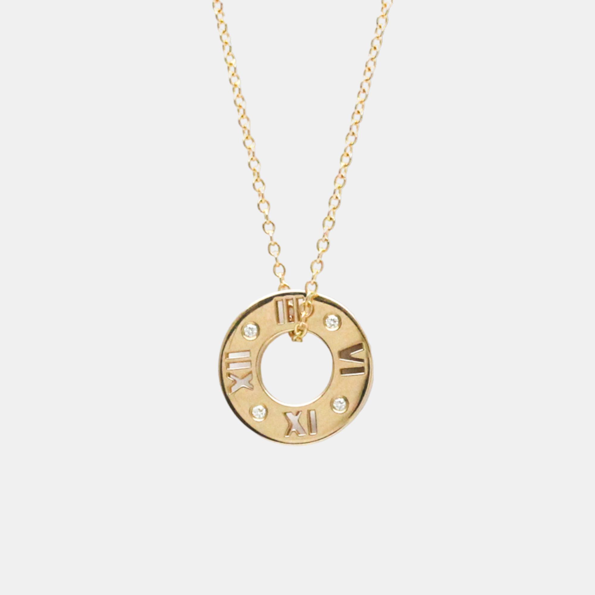 Pre Owned Tiffany & Co. Atlas 18K Rose Gold Diamond Necklace 