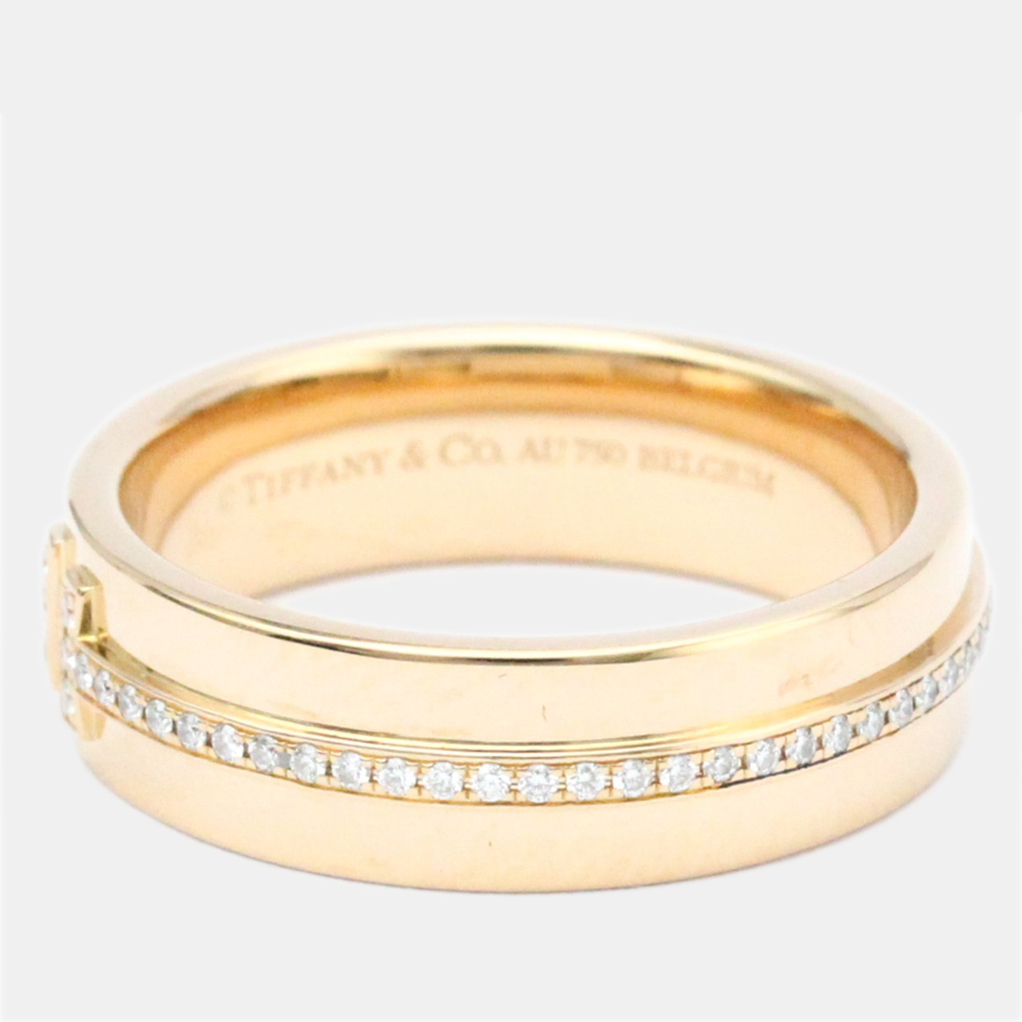 

Tiffany & Co. Tiffany T Two Narrow 18K Rose Gold Diamond Ring EU 52