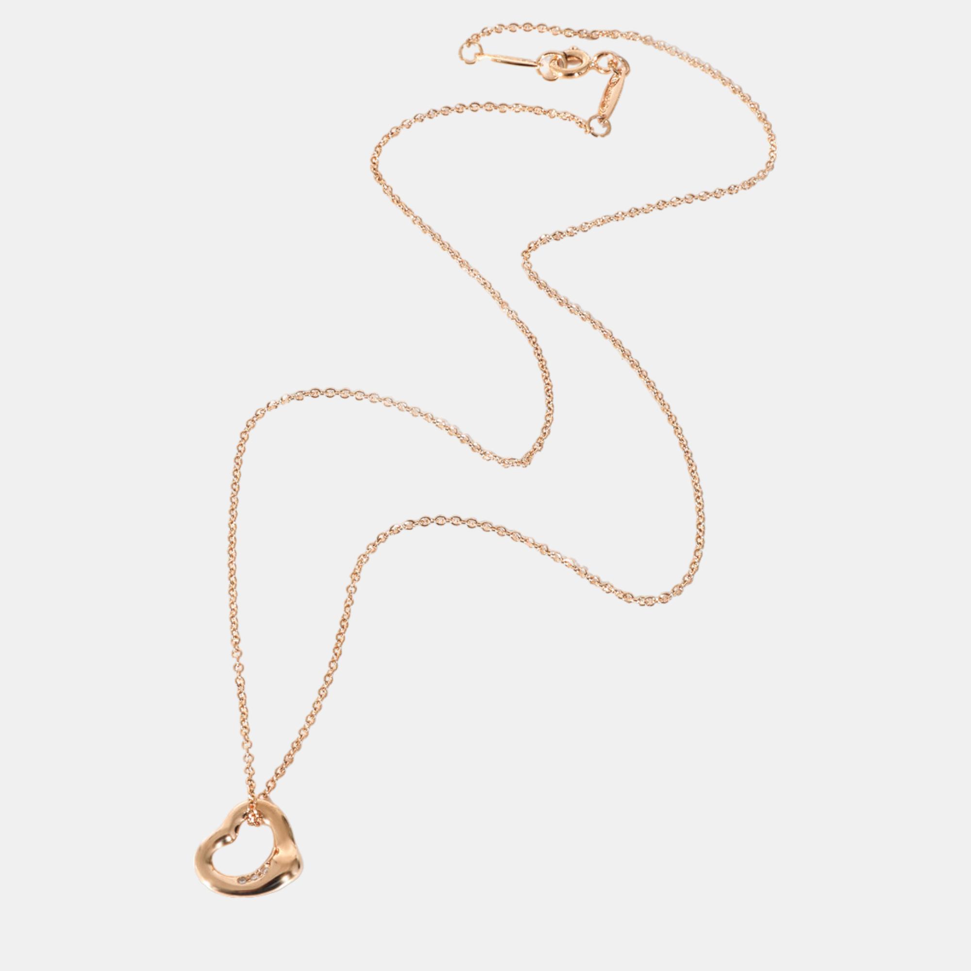 

Tiffany & Co. Elsa Peretti Open Heart Pendant in 18k Rose Gold 0.02 CTW