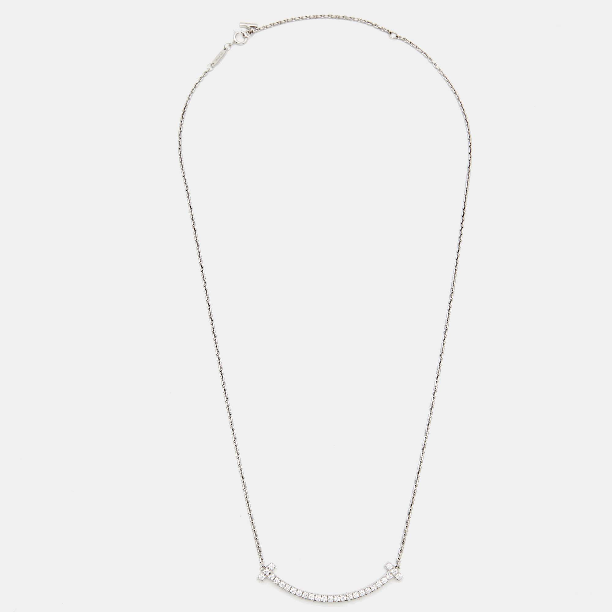 

Tiffany & Co. T Smile Diamonds 18k White Gold Medium Model Necklace