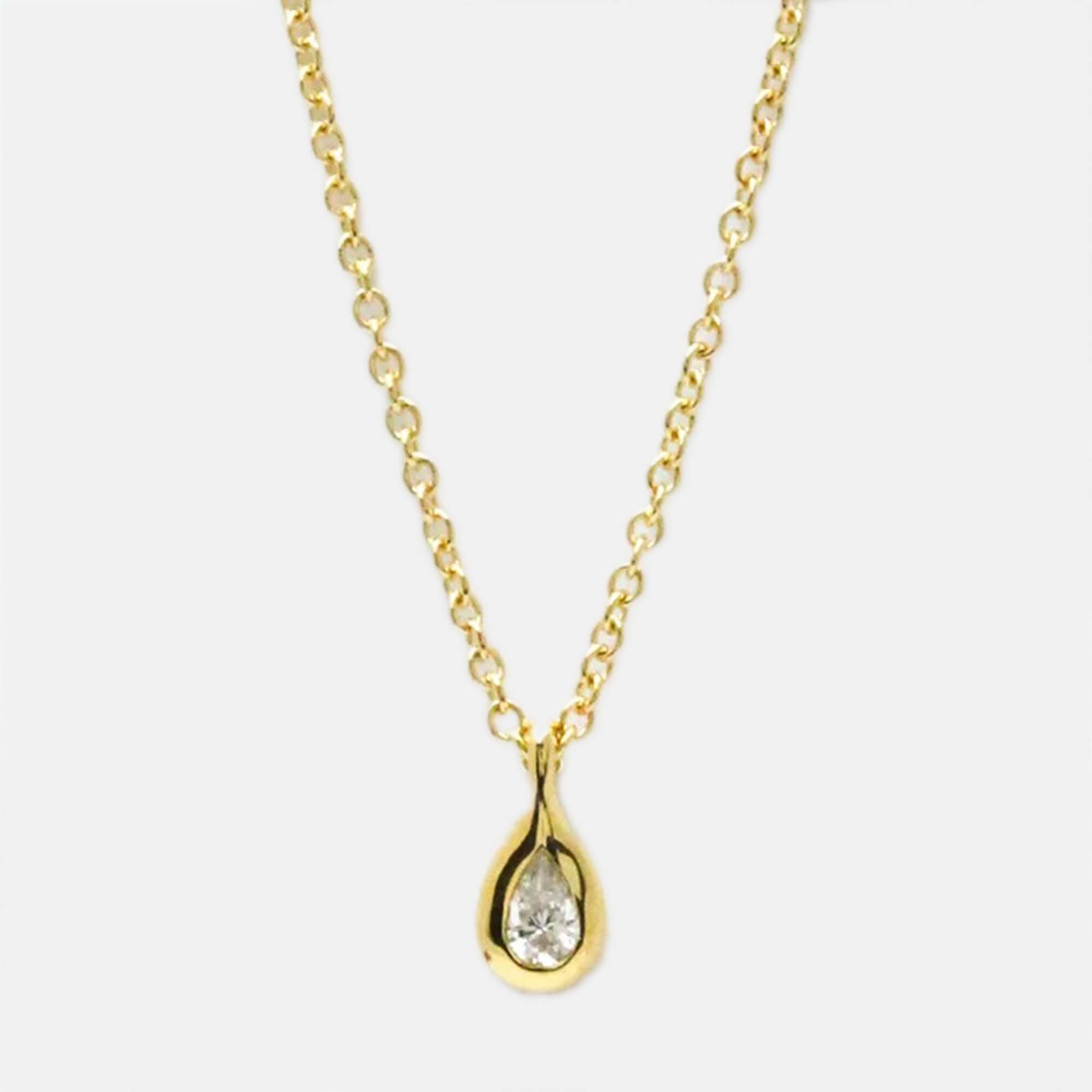 Pre-owned Tiffany & Co Diamonds By The Yard Pear Shape 18k Yellow Gold Diamond Necklace