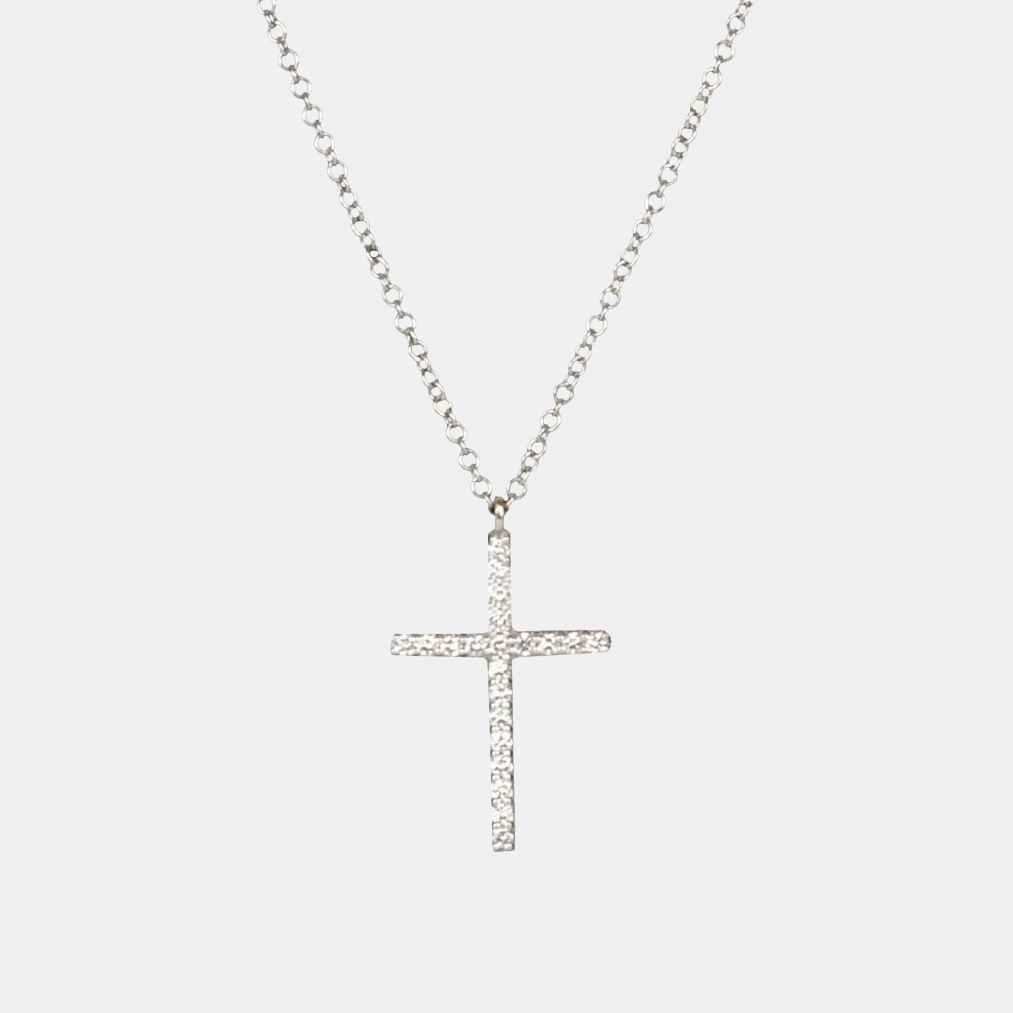 

Tiffany & Co. Cross 18K White Gold Diamond Necklace