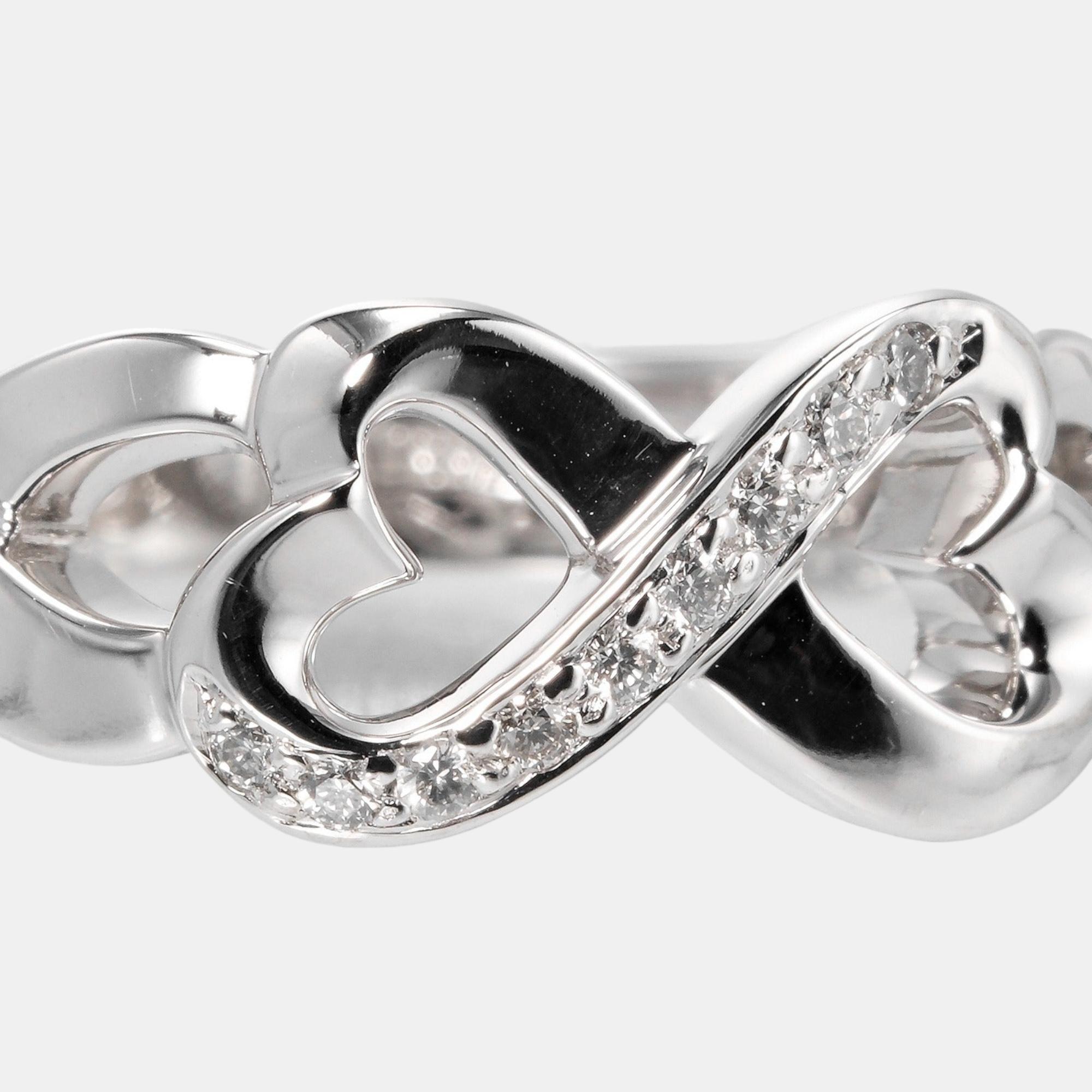 

Tiffany & Co. Paloma Picasso Loving Heart 18K White Gold Diamond Ring EU 50