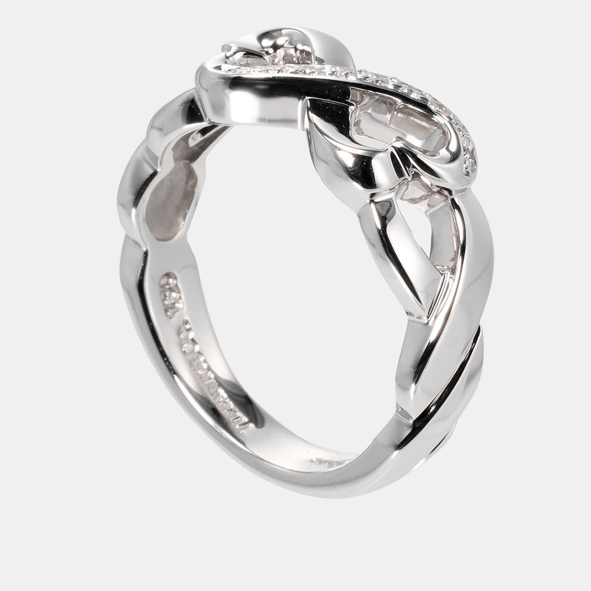 

Tiffany & Co. 18K White Gold and Diamond Paloma Picasso Loving Heart Ring EU 50.5