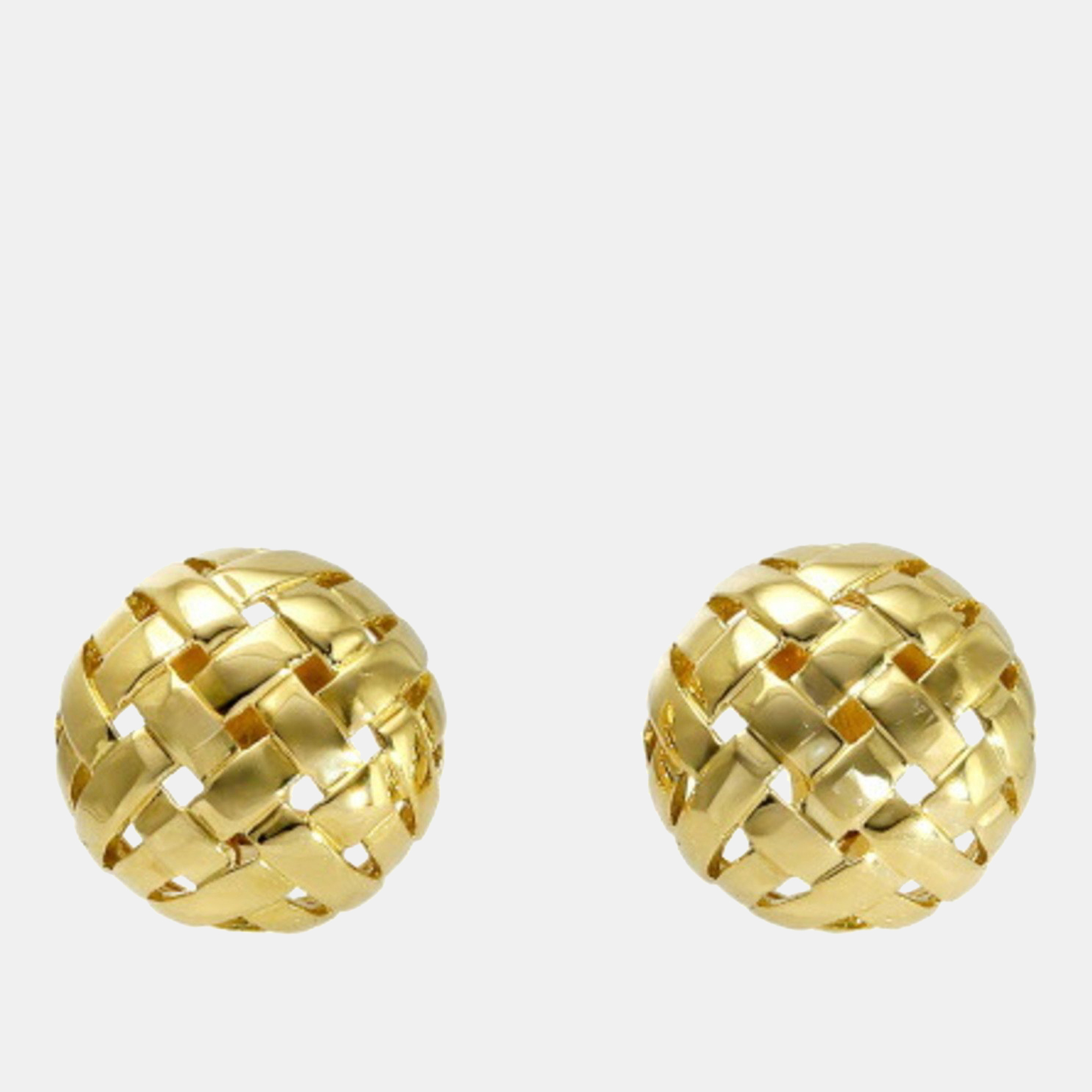 Pre-owned Tiffany & Co 18k Yellow Gold Vintage Woven Earrings