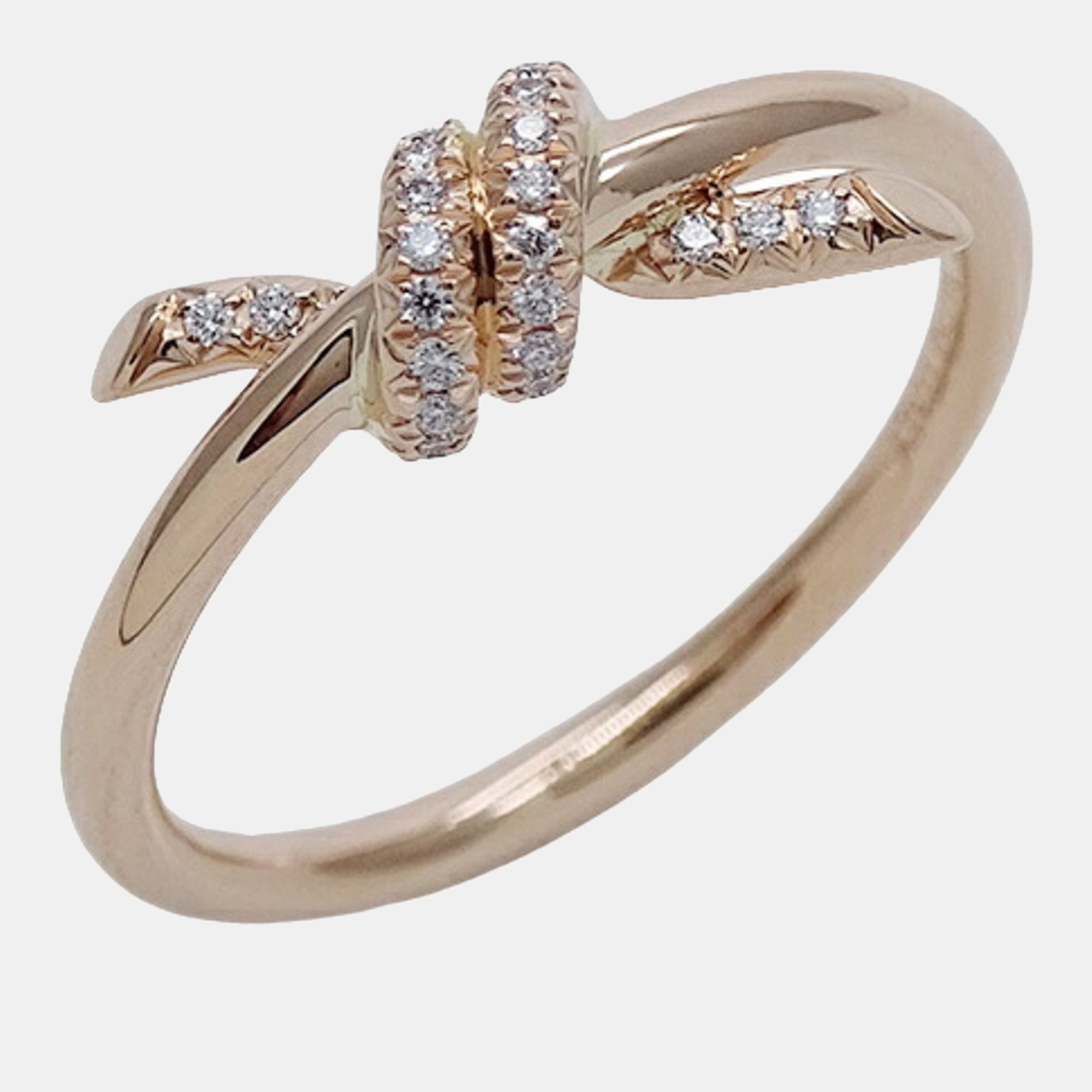

Tiffany & Co. 18K Rose Gold and Diamond Love Knot Ring EU 48