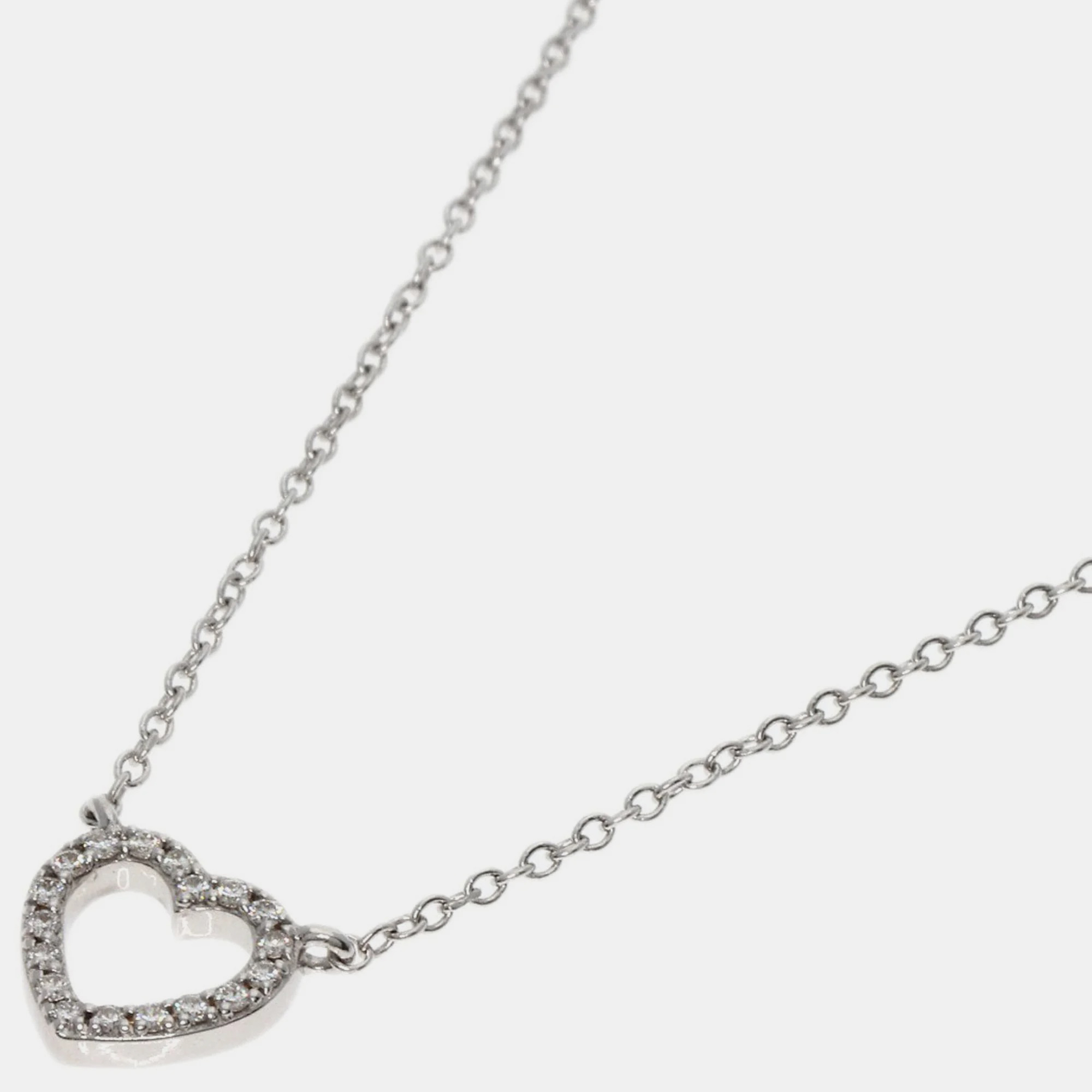 

Tiffany & Co. 18K White Gold and Diamond Metro Heart Pendant Necklace