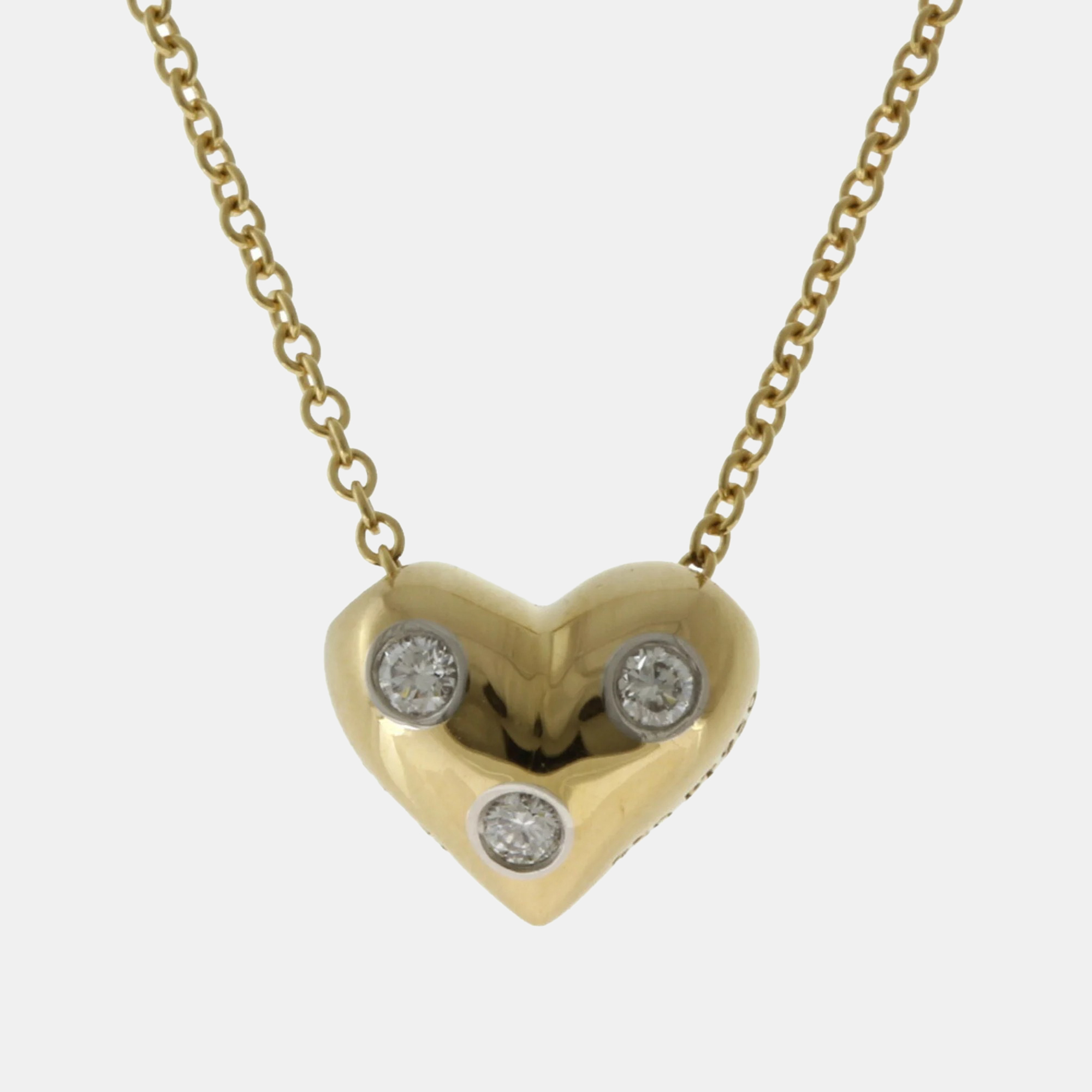 Pre-owned Tiffany & Co 18k Yellow Gold And Diamond Etoile Heart Pendant Necklace