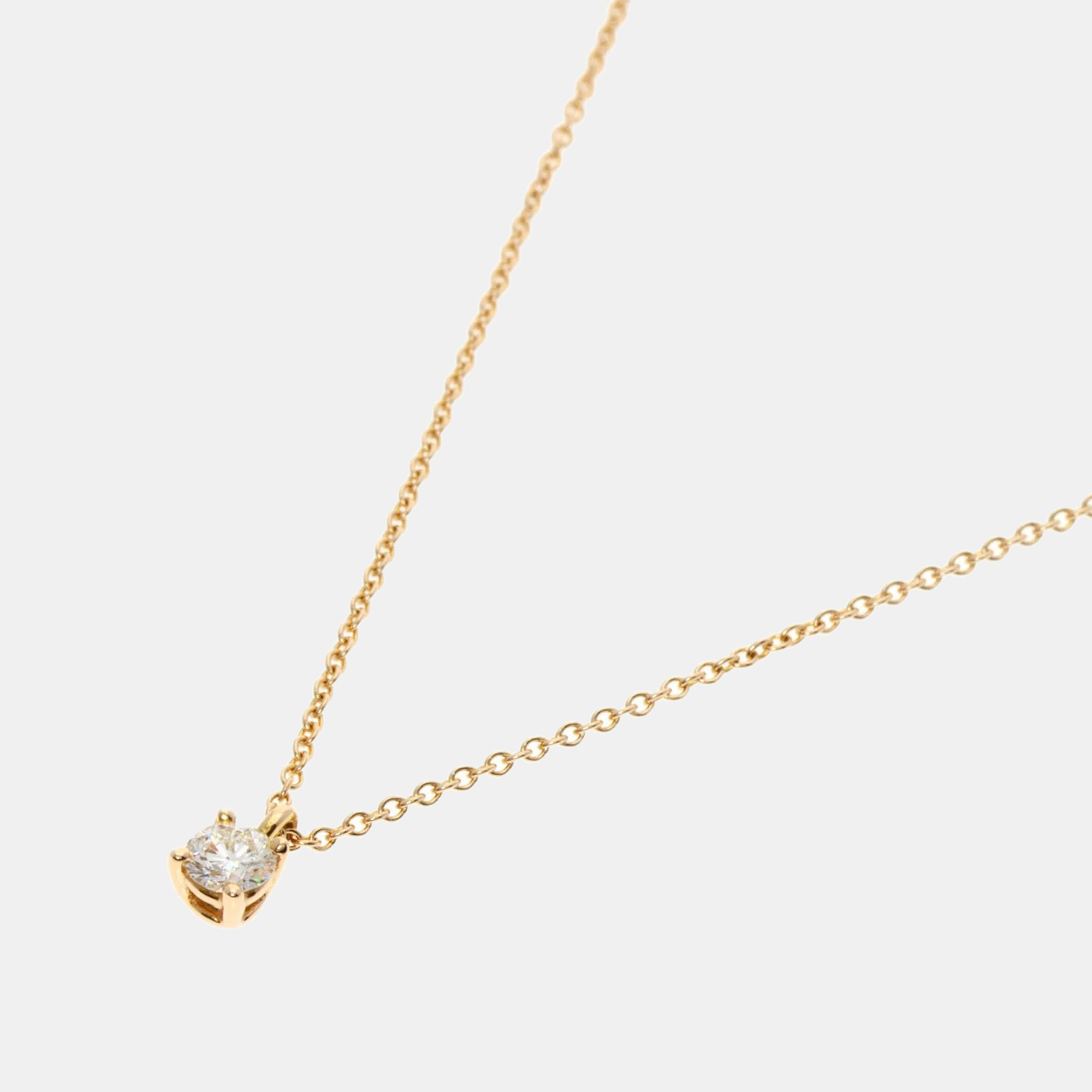 

Tiffany & Co. 18K Rose Gold and Diamond Solitaire Pendant Necklace