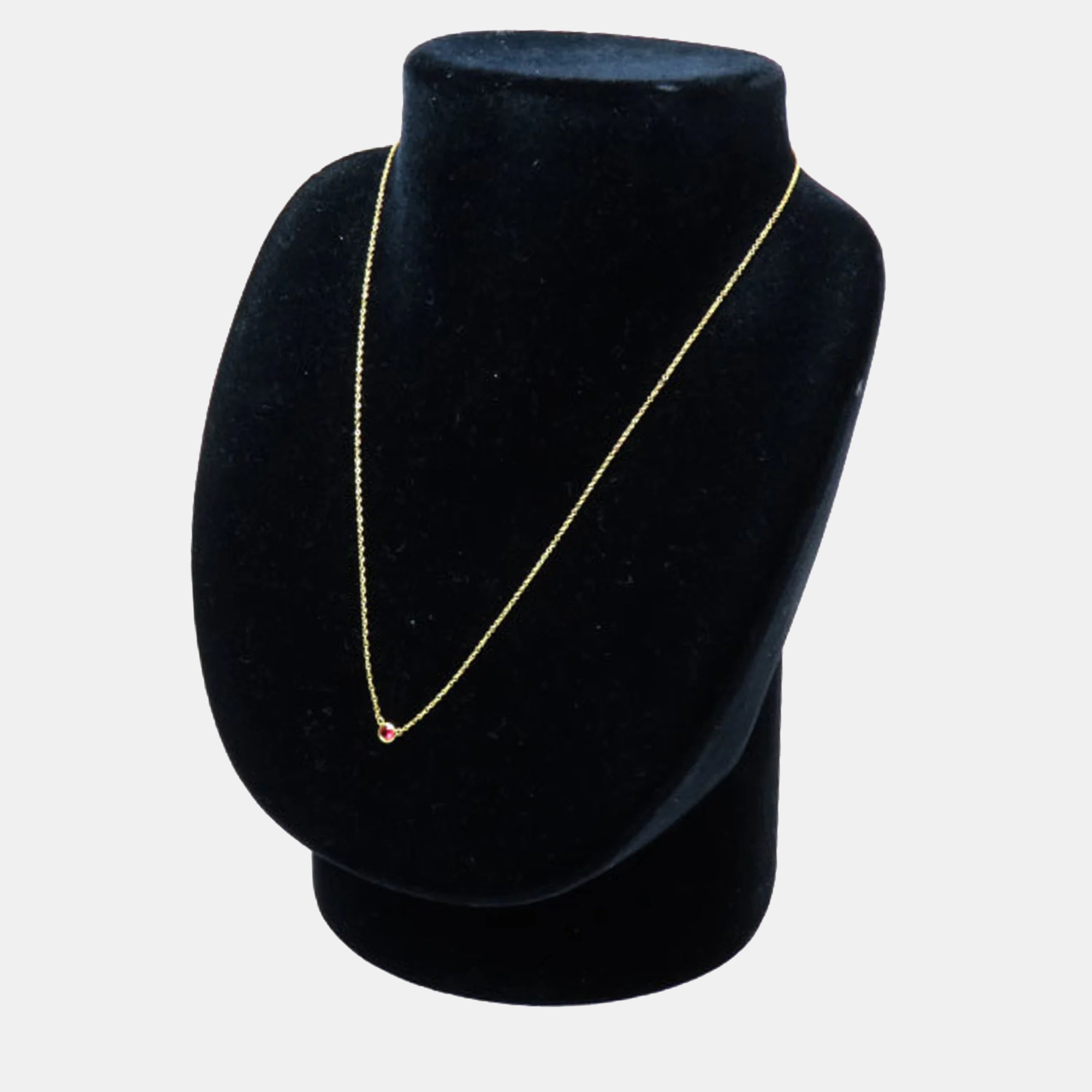 

Tiffany & Co. 18K Yellow Gold and Ruby Elsa Peretti Diamonds By The Yard Pendant Necklace