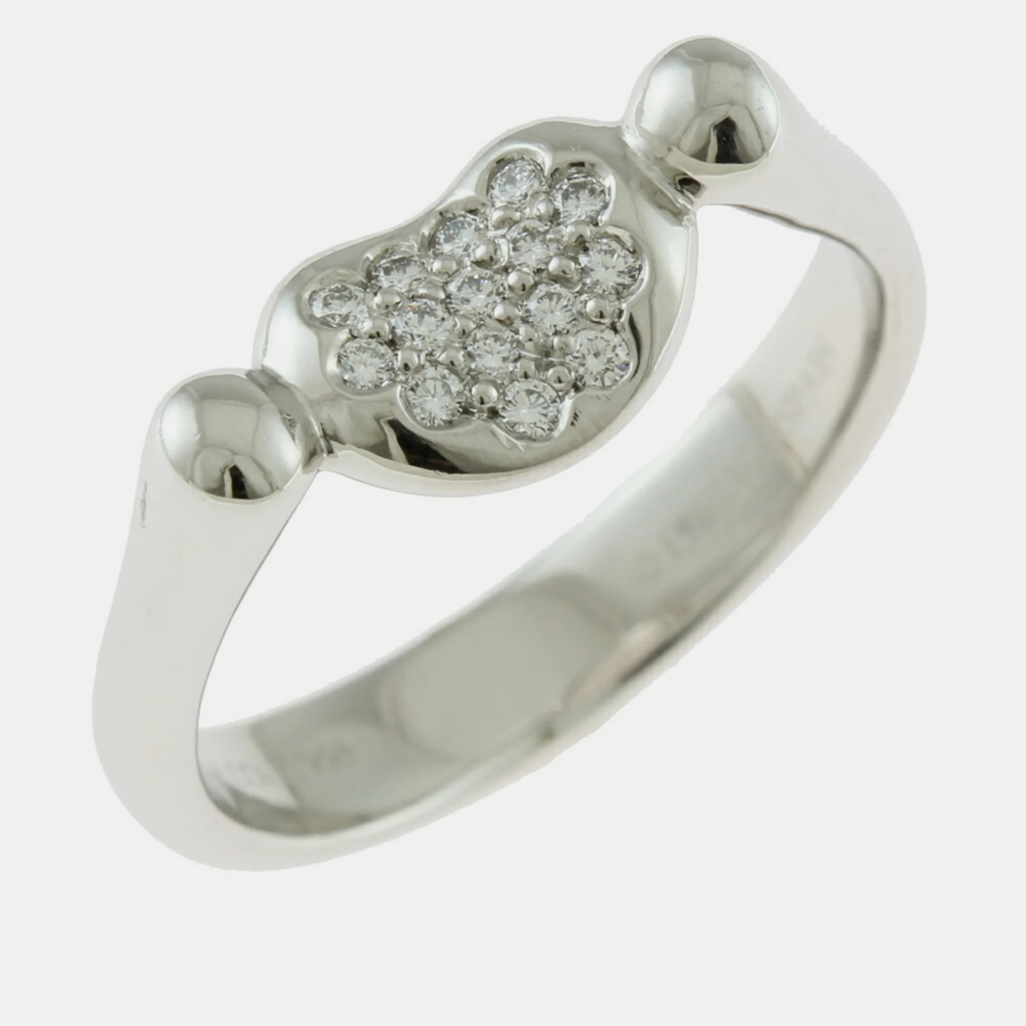 

Tiffany & Co. 18K White Gold and Diamond Bean Ring EU 49