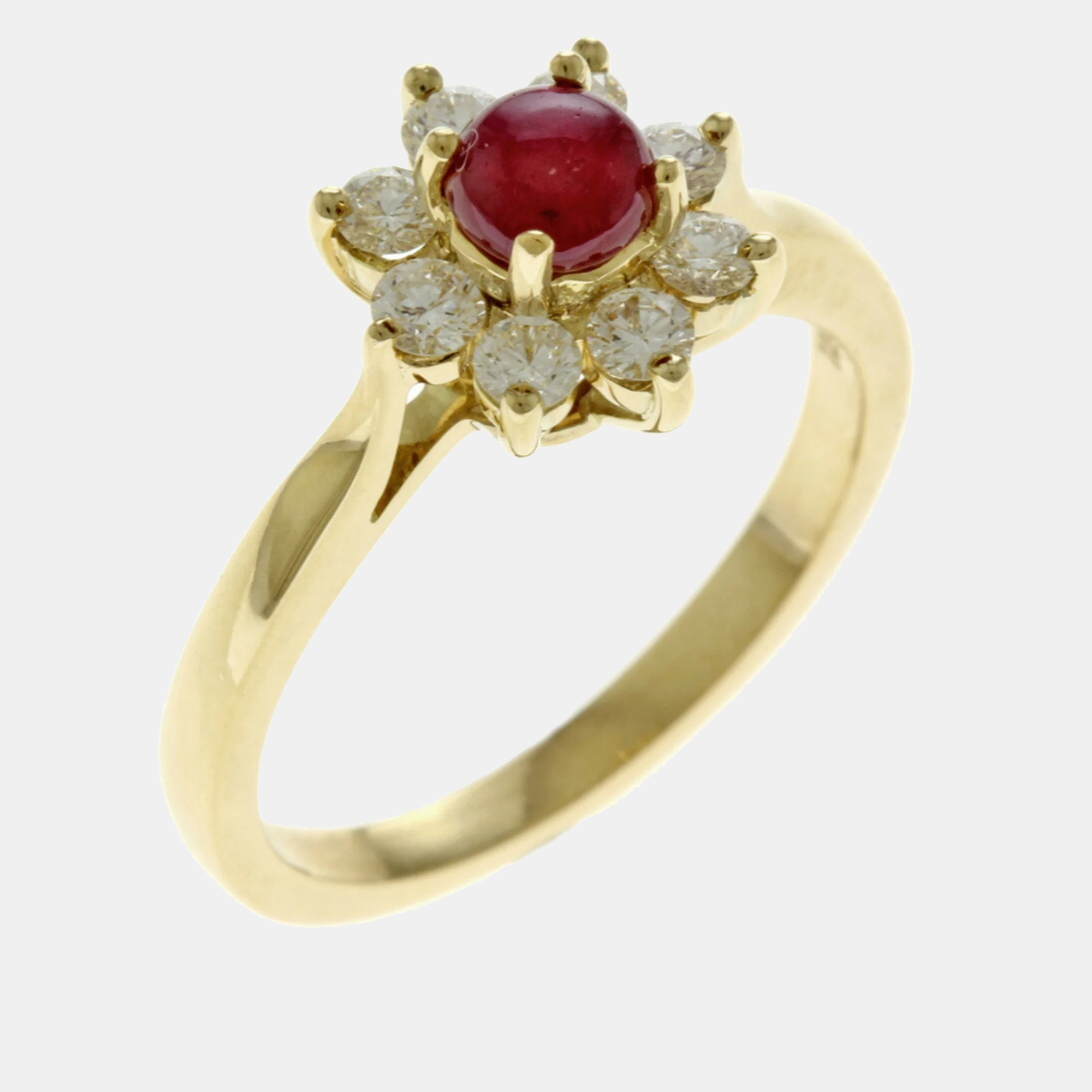 Pre-owned Tiffany & Co 18k Yellow Gold Diamond And Ruby Ring Eu 51