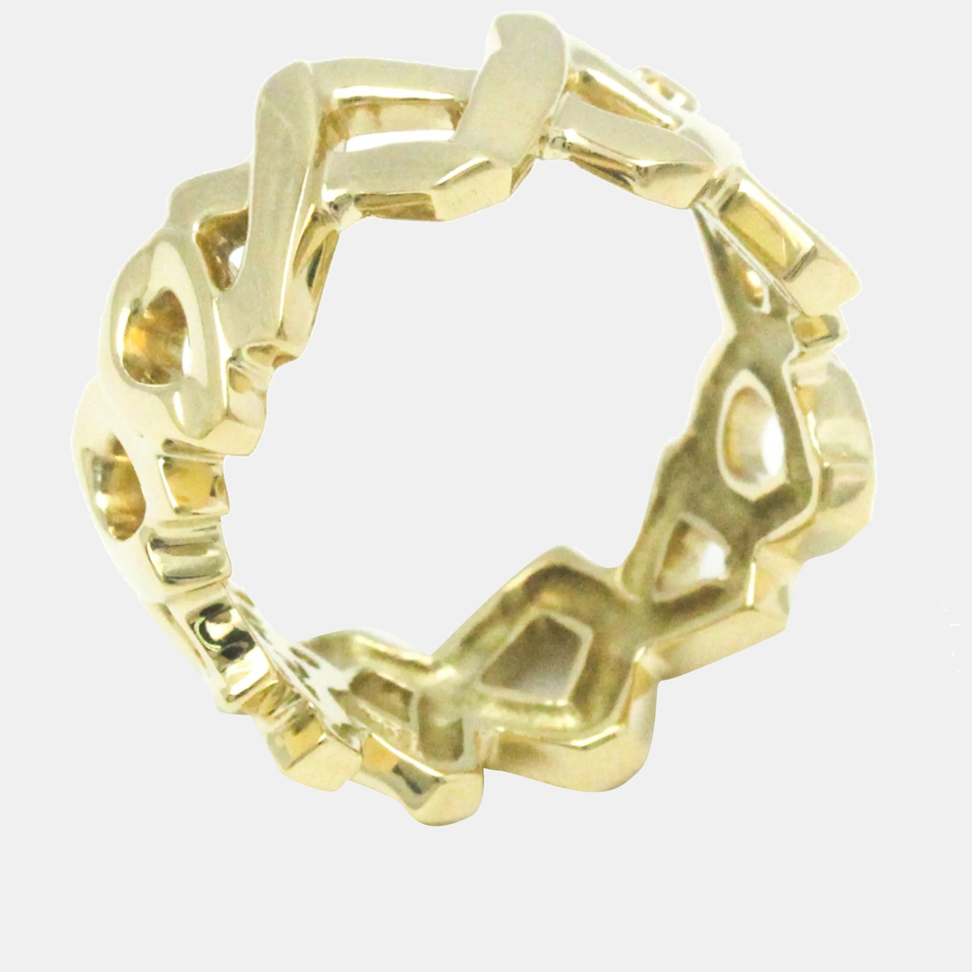 Pre-owned Tiffany & Co 18k Yellow Gold Paloma Picasso Xo Band Ring Eu 51