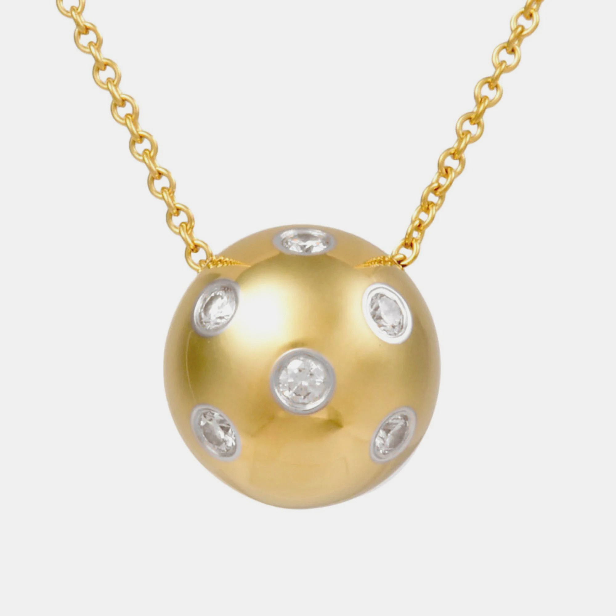 

Tiffany & Co. 18K Yellow Gold and Diamond Etoile Ball Pendant Necklace