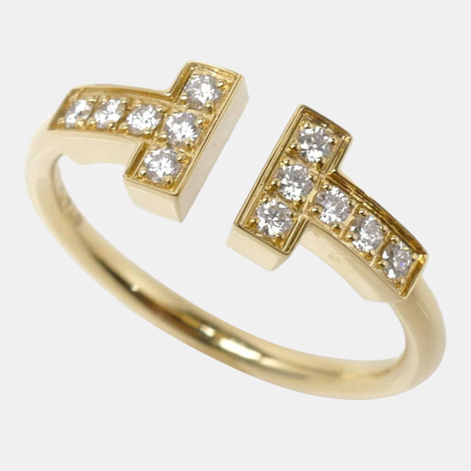 

Tiffany & Co. 18K Yellow Gold and Diamond Tiffany T Wire Ring EU 48