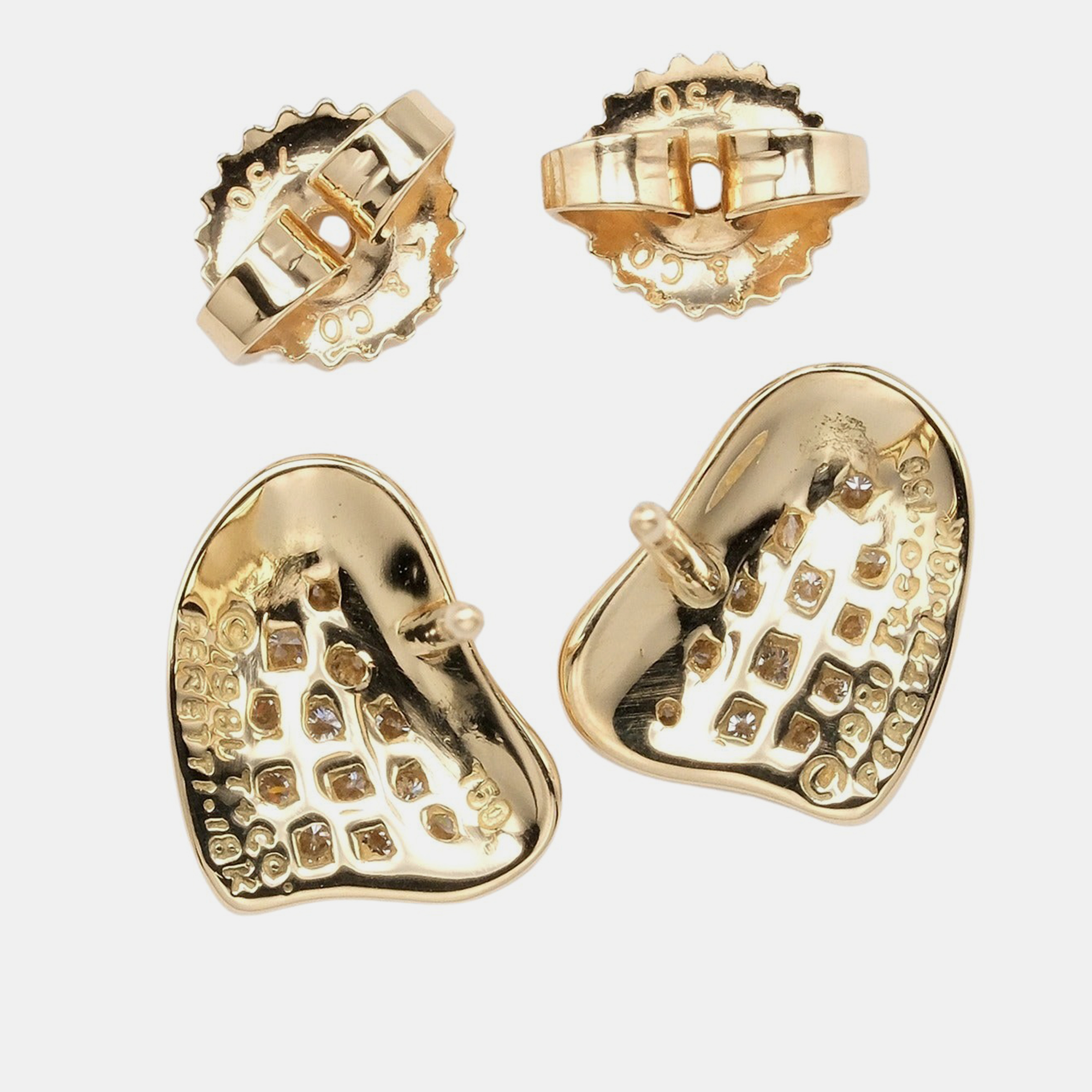 

Tiffany & Co. 18K Yellow Gold Diamonds Full Heart Stud Earrings