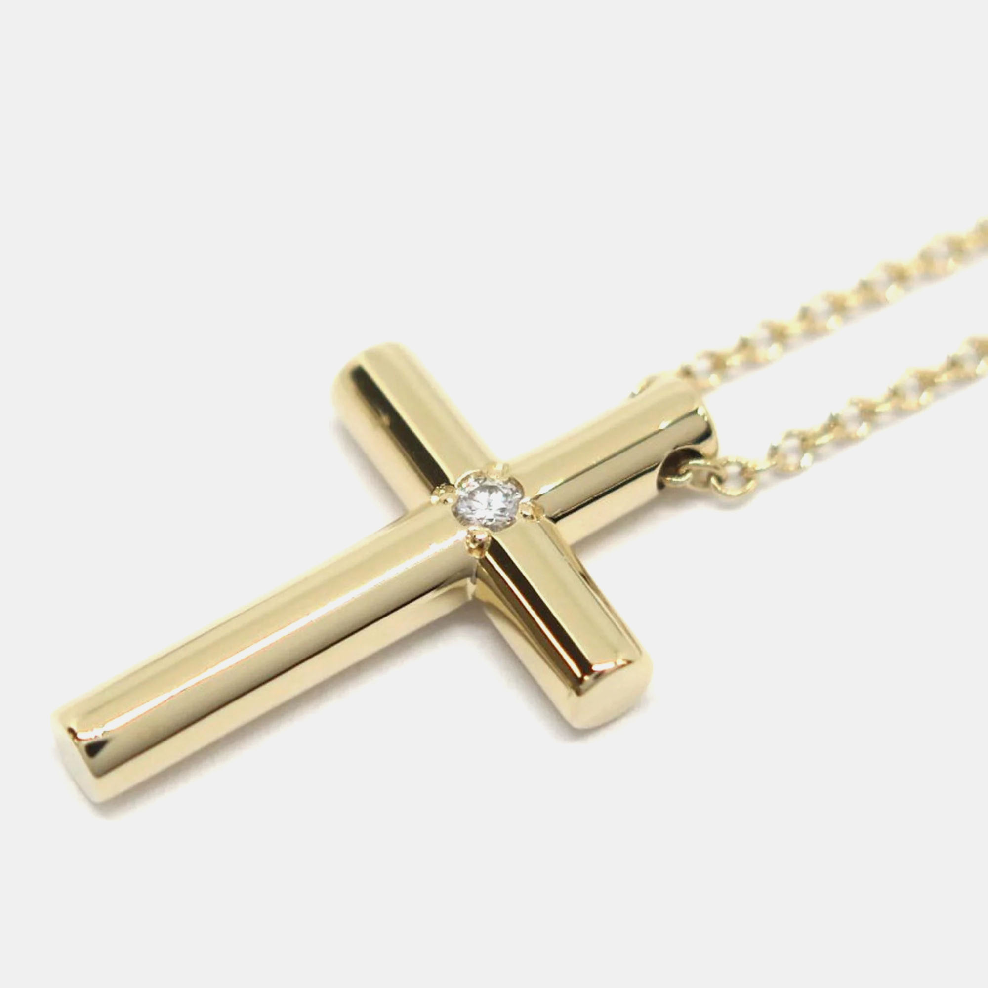 

Tiffany & Co. 18K Yellow Gold and Diamond Cross Pendant Necklace