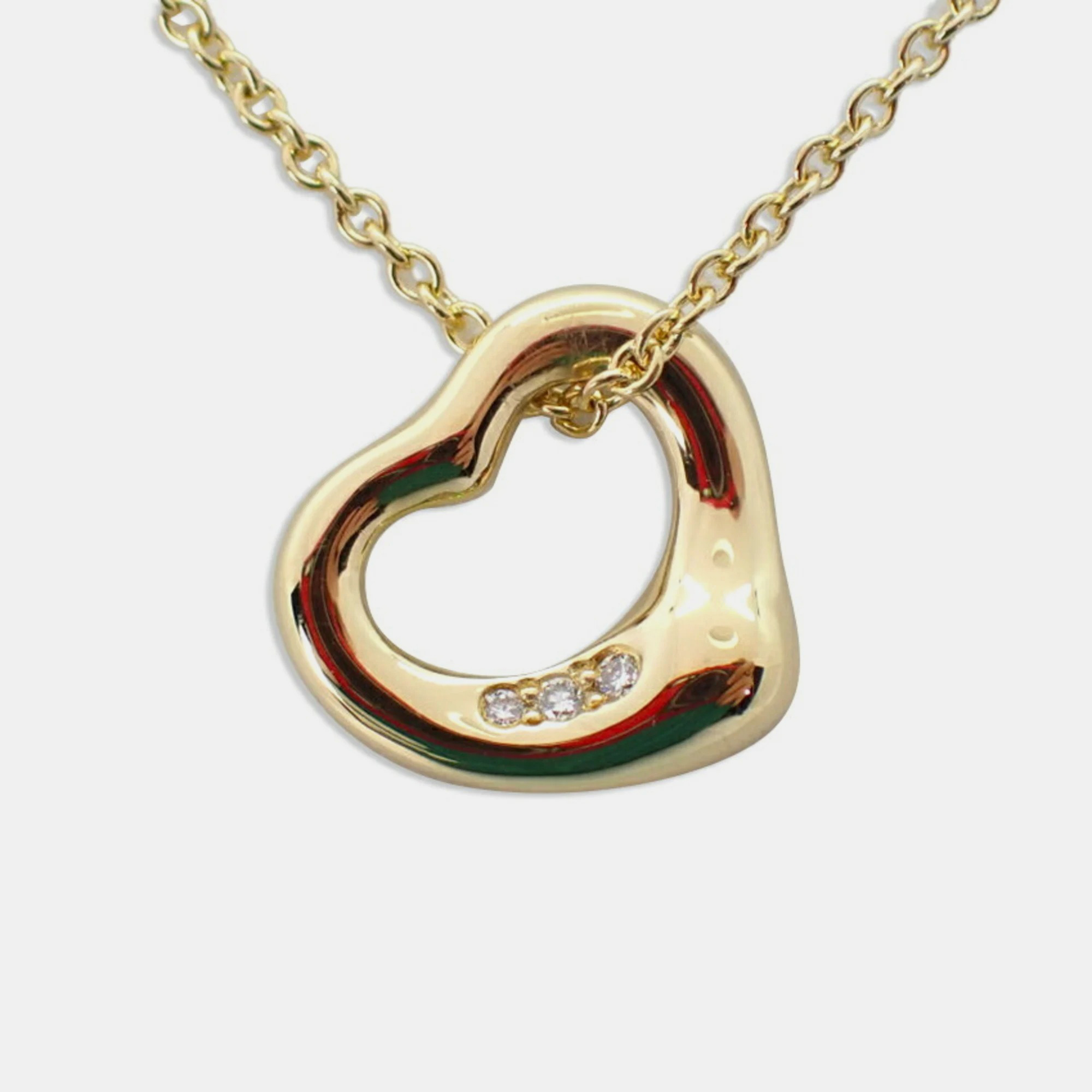 

Tiffany & Co. 18K Yellow Gold and Diamond Elsa Peretti Open Heart Pendant Necklace