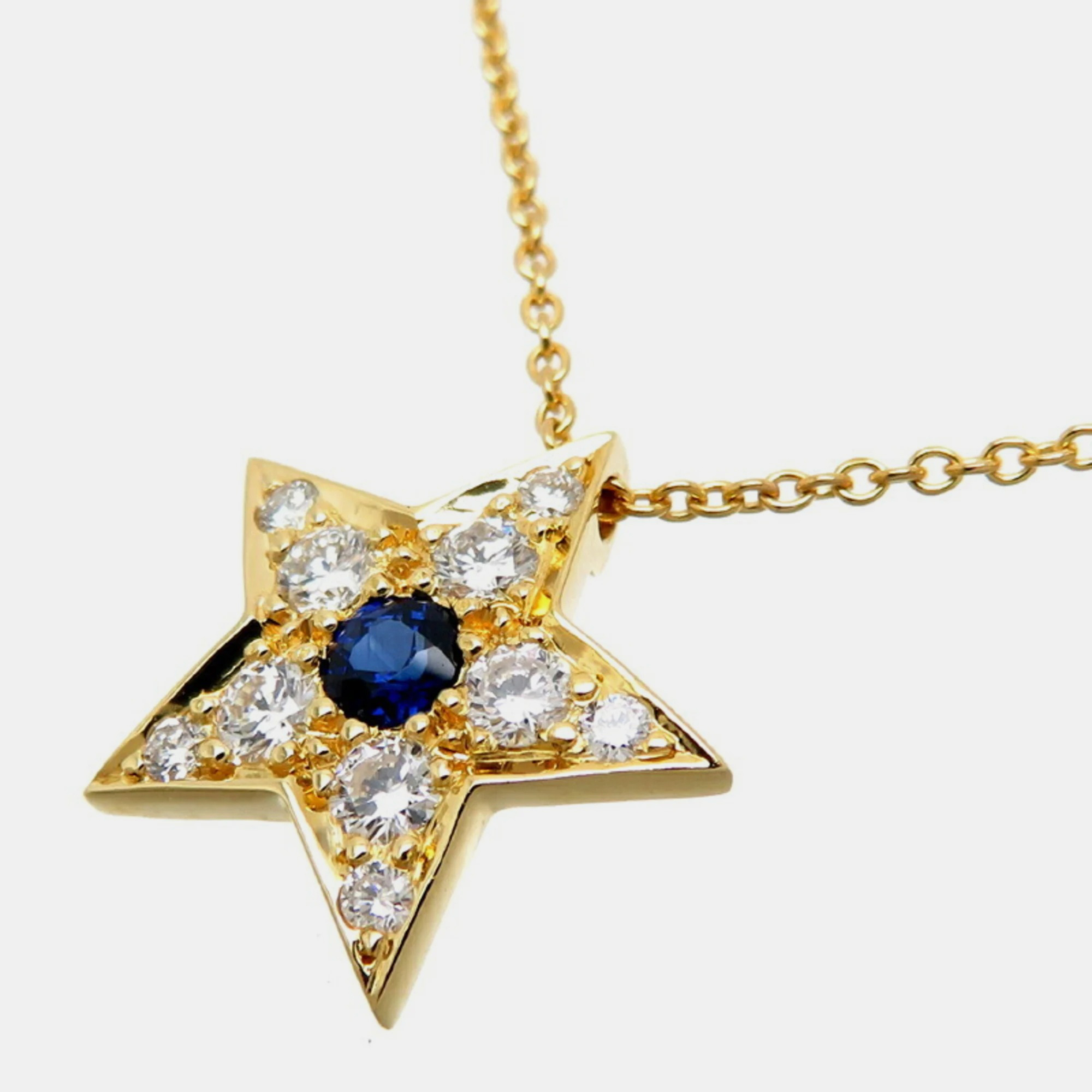 

Tiffany & Co. 18K Yellow Gold and Diamond Star Pendant Necklace