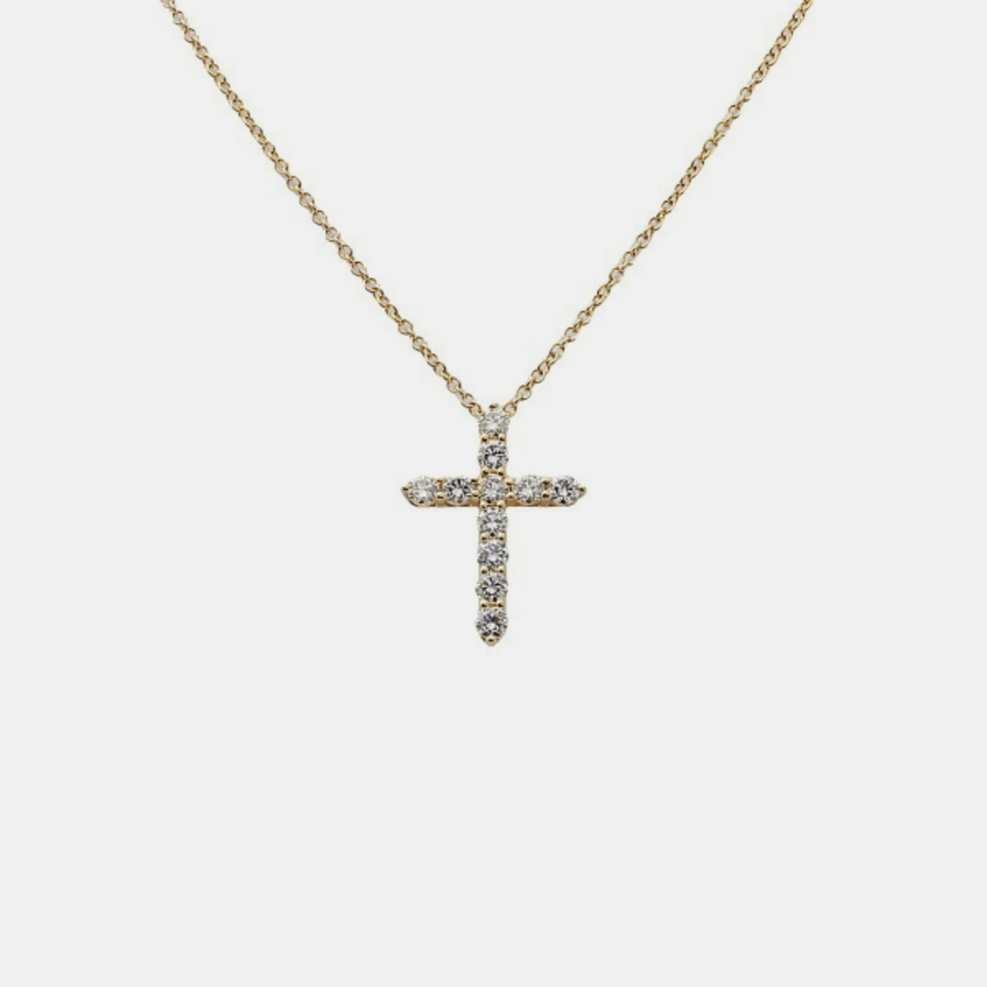 

Tiffany & Co. 18K Yellow Gold and Diamond Cross Pendant Necklace
