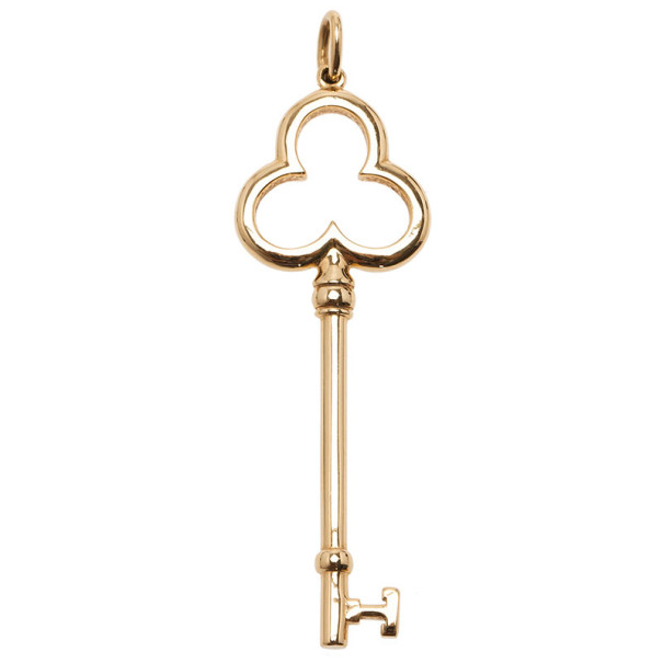 مملوكة مسبقًا Tiffany & Co. Trefoil Key 18K Yellow Gold Pendant Necklace