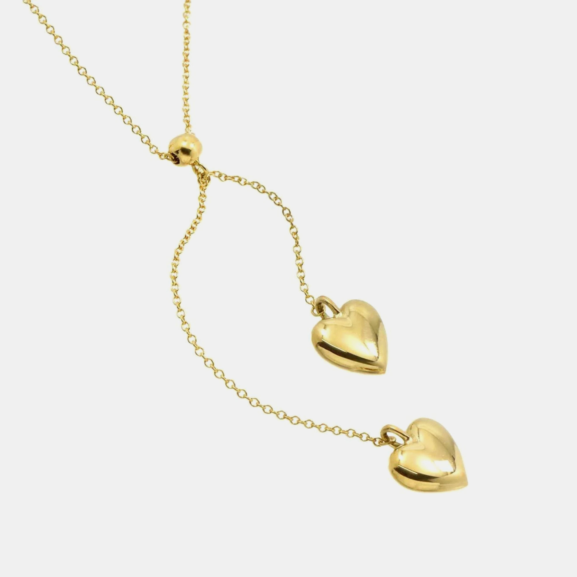 

Tiffany & Co. 18K Yellow Gold Double Heart Drop Pendant Necklace