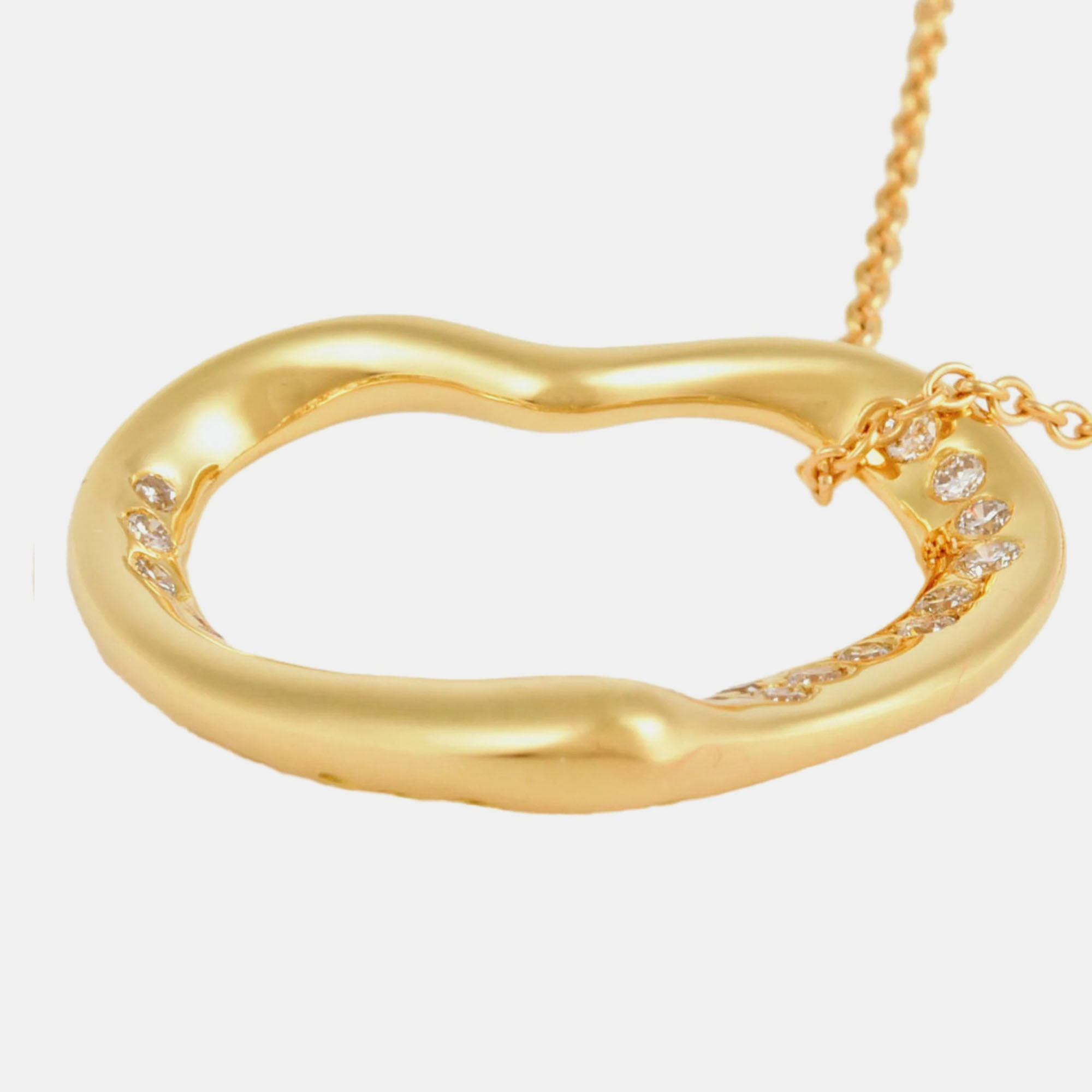 

Tiffany & Co. 18K Yellow Gold and Diamond Open Heart Pendant Necklace