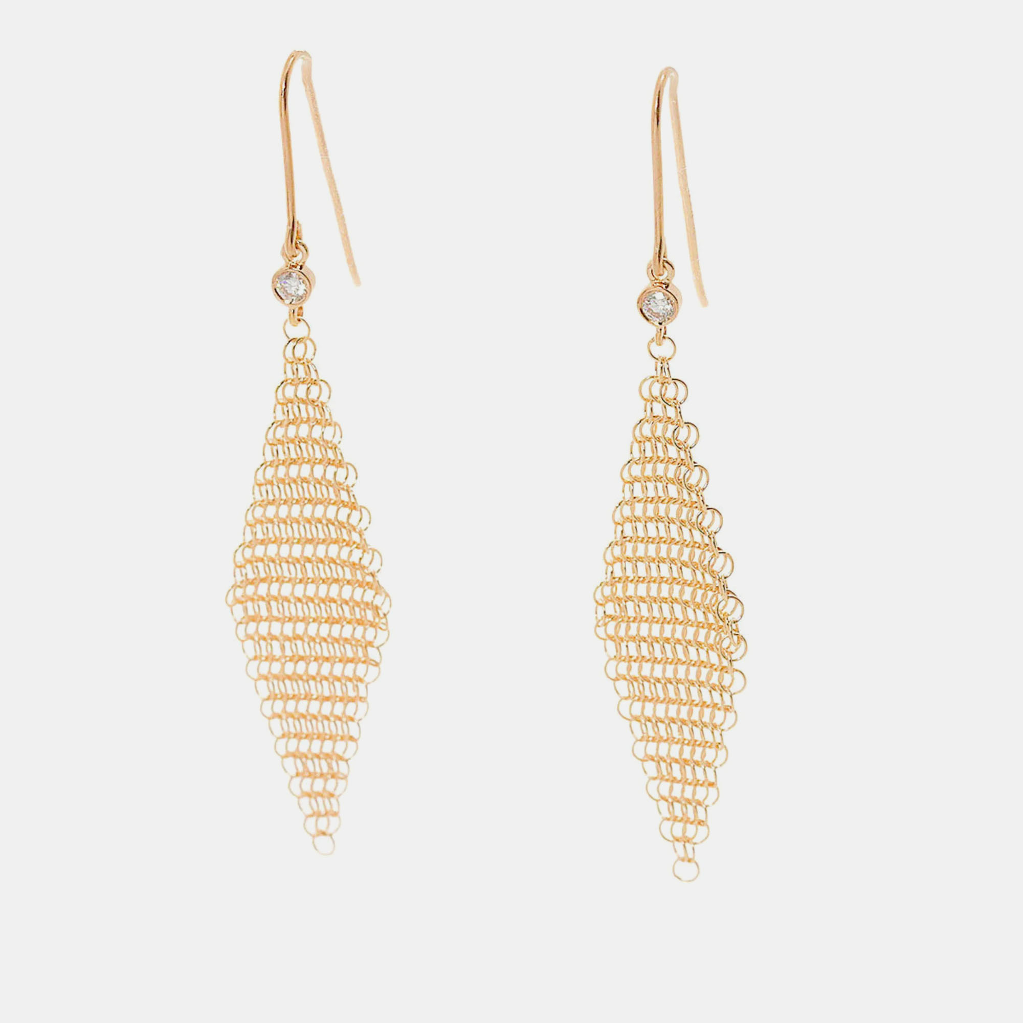 

Tiffany & Co. 18K Rose Gold and Diamond Mesh Drop Earrings