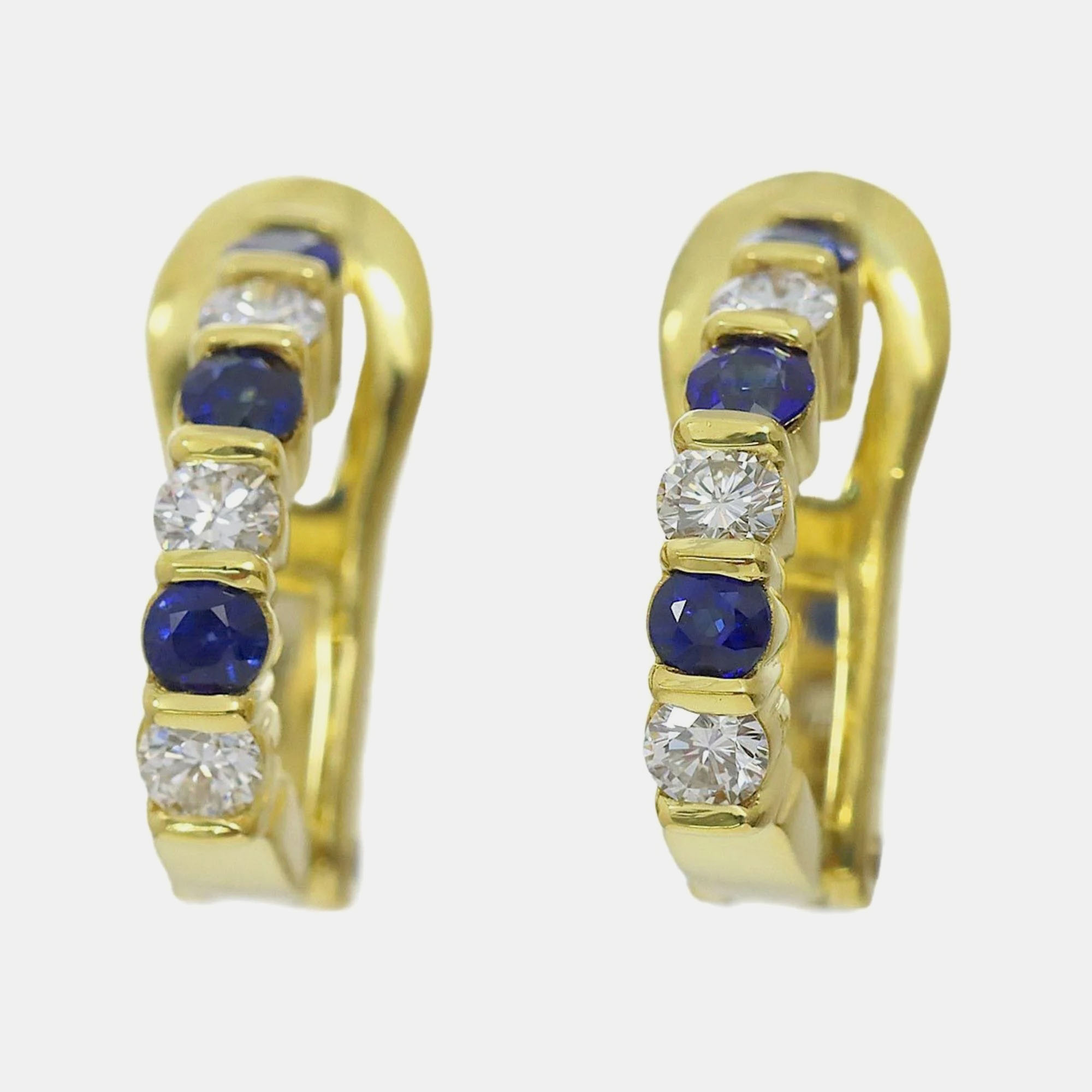 

Tiffany & Co. 18K yellow Gold, Diamond and Sapphire Stud Earrings