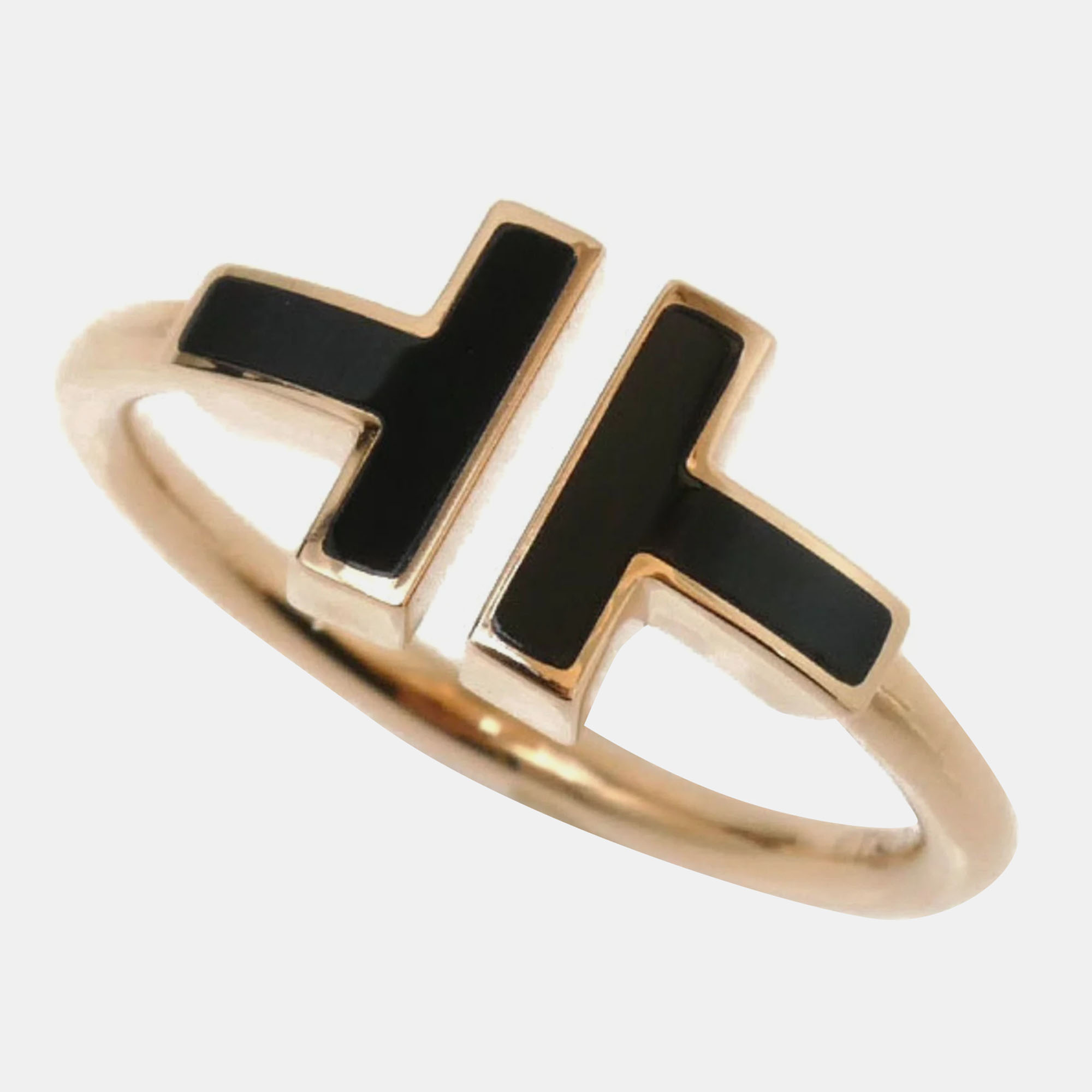 

Tiffany & Co. 18K Rose Gold and Onyx T-Wire Band Ring EU 56