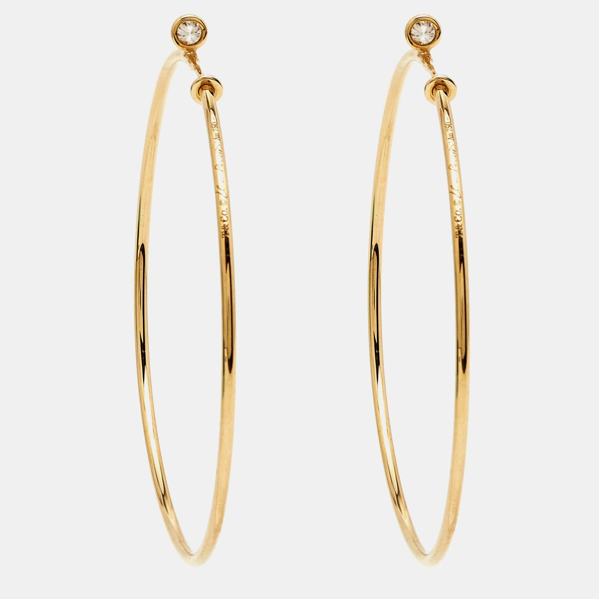

Tiffany & Co. Elsa Peretti Diamond 18k Yellow Gold Hoop Earrings